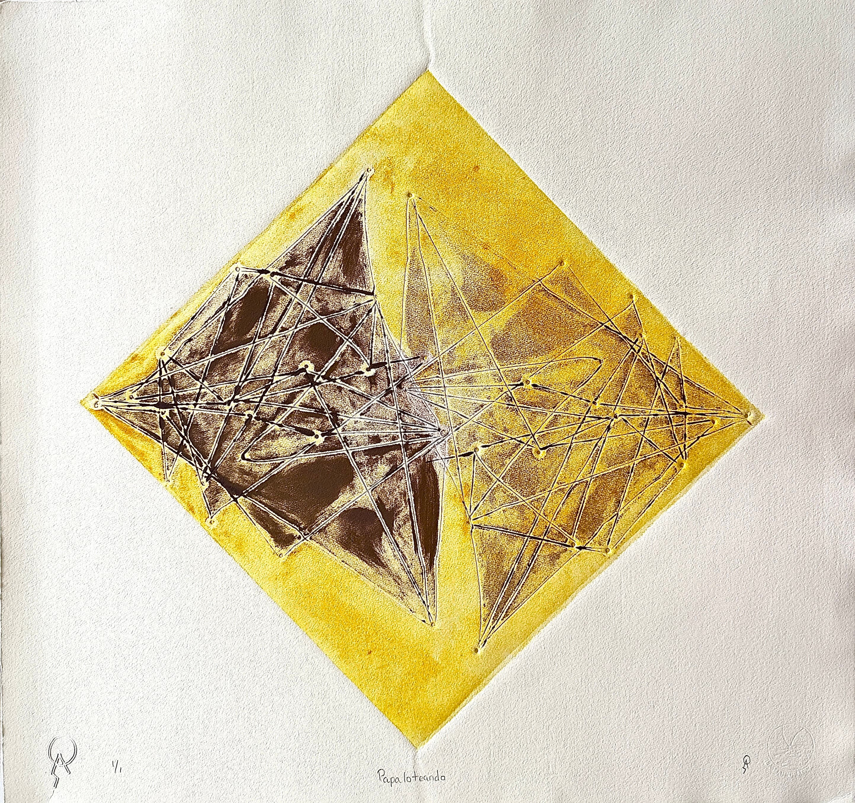 Papaloteando I by Patricia Arriola, Monotipo / papel de algodón Guarro Super Alfa, 2024