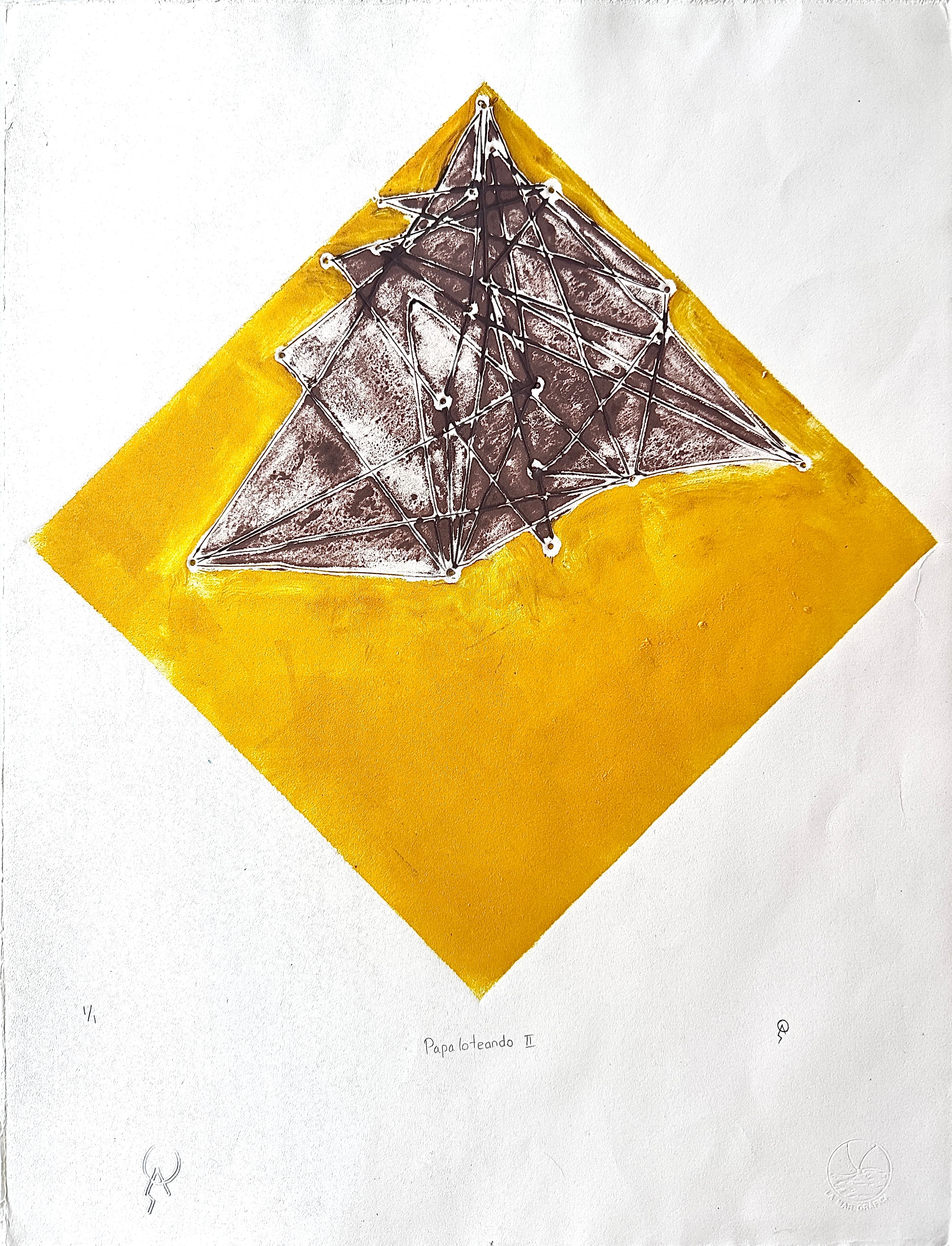 Papaloteando II by Patricia Arriola, Monotipo / papel de algodón, 2024