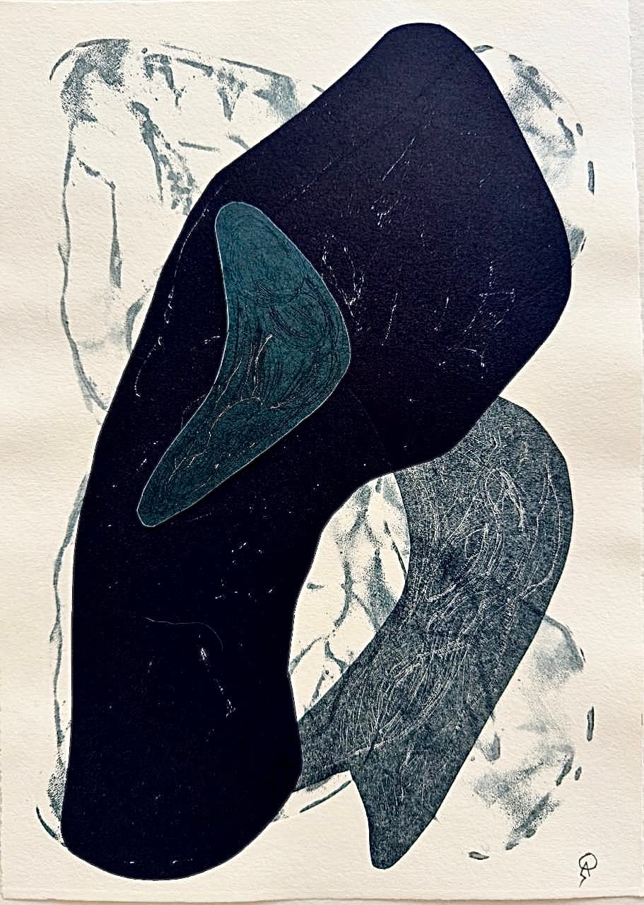 Azulillo I by Patricia Arriola, Monotipo, litografía en seco / papel de algodón Guarro Super Alfa, 2025