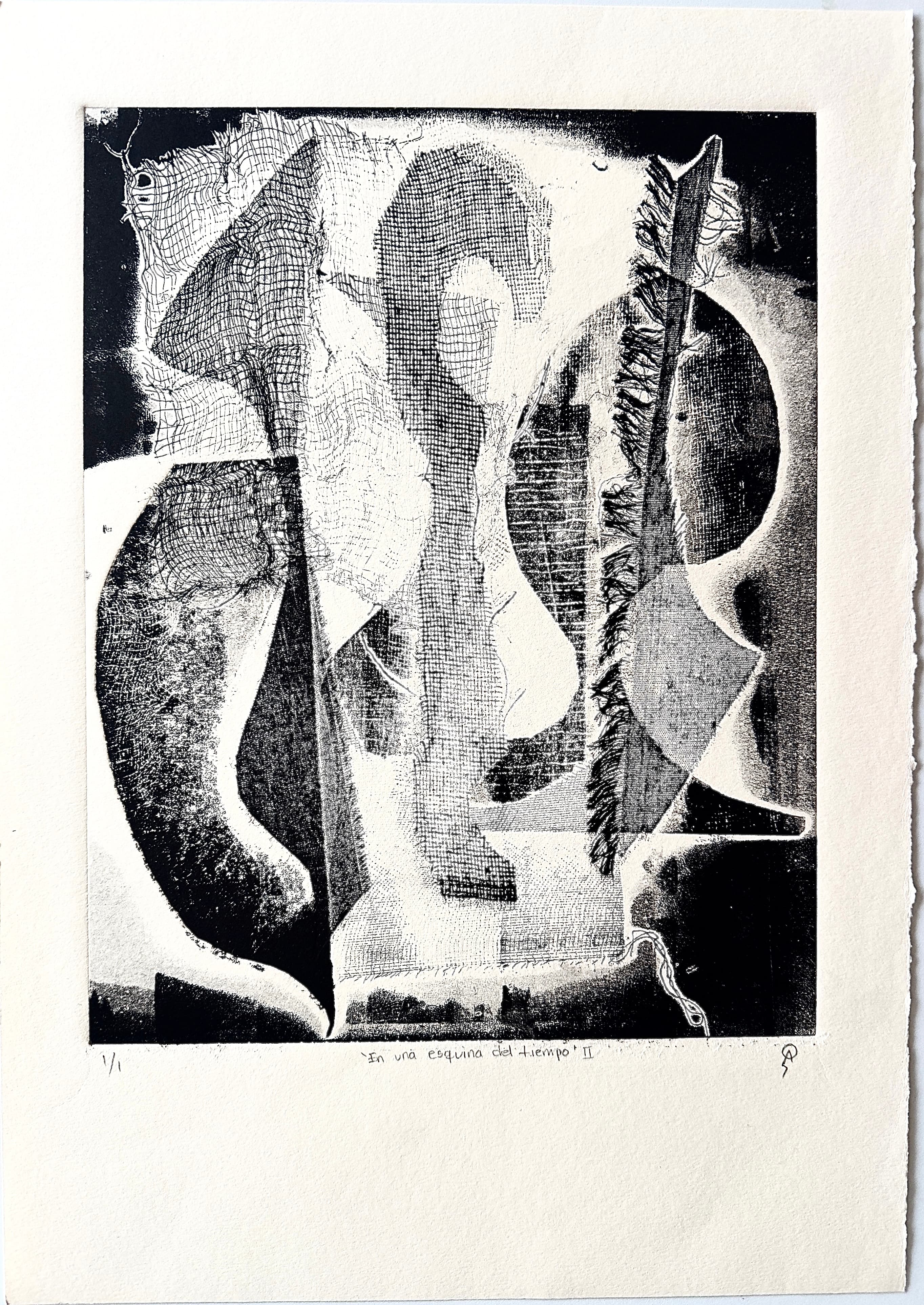 En una esquina del tiempo I by Patricia Arriola, Monotipo / papel de algodón Guarro Super Alfa, 2020