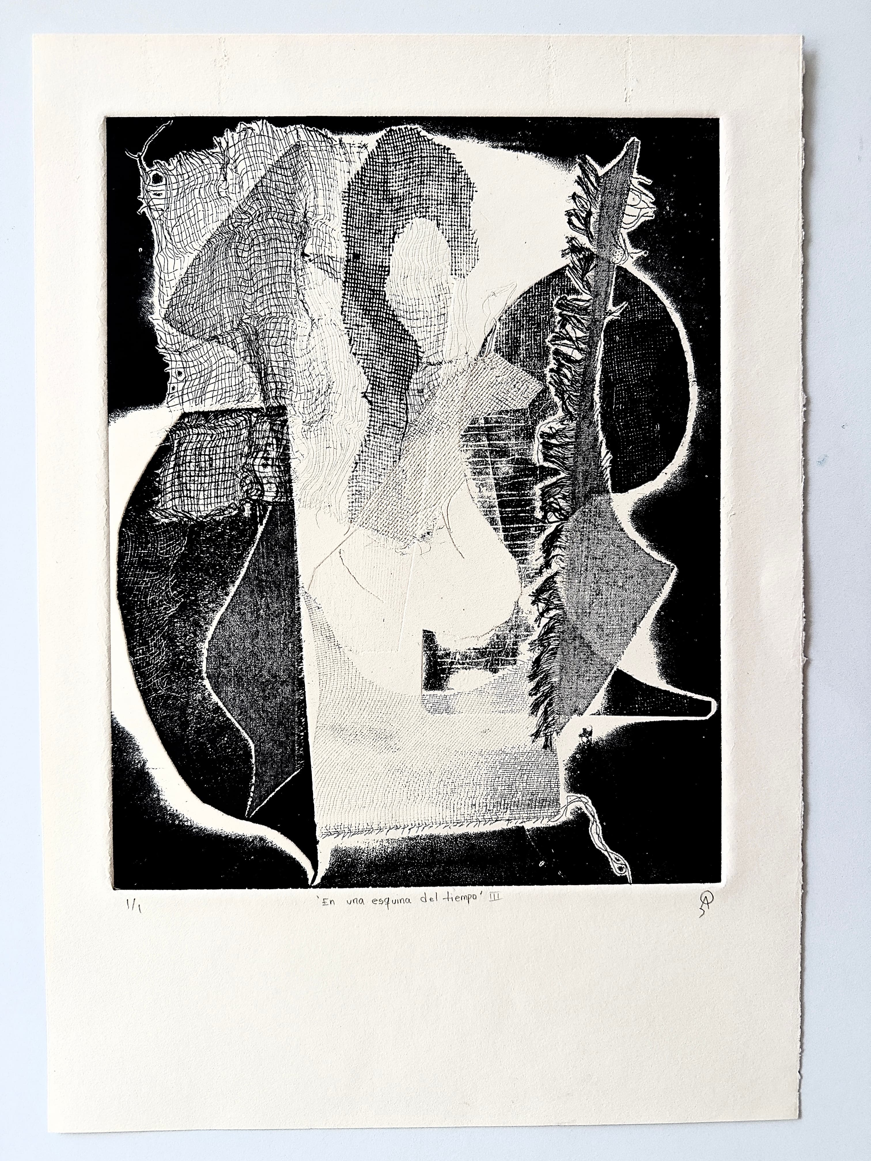 En una esquina del tiempo II by Patricia Arriola, Monotipo / papel de algodón Guarro Super Alfa, 2020