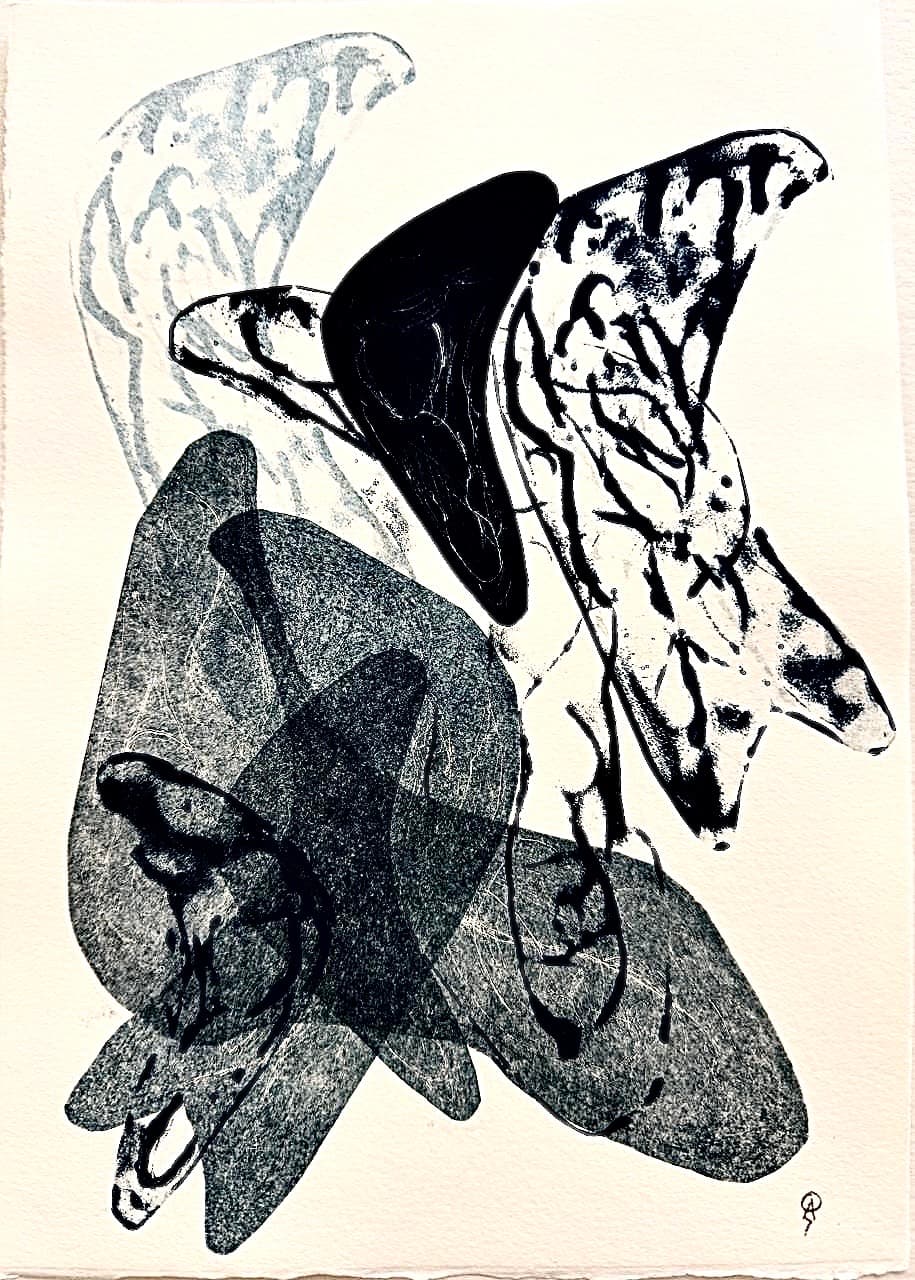 Azulillo III by Patricia Arriola, Monotipo, litografía en seco / papel de algodón Guarro Super Alfa, 2025