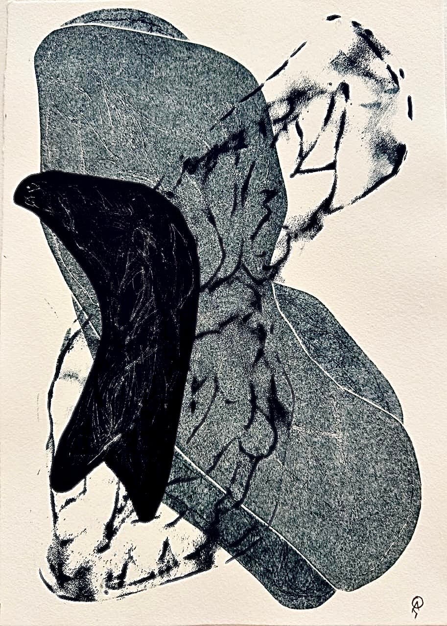 Azulillo V by Patricia Arriola, Monotipo, litografía en seco / papel de algodón Guarro Super Alfa, 2025