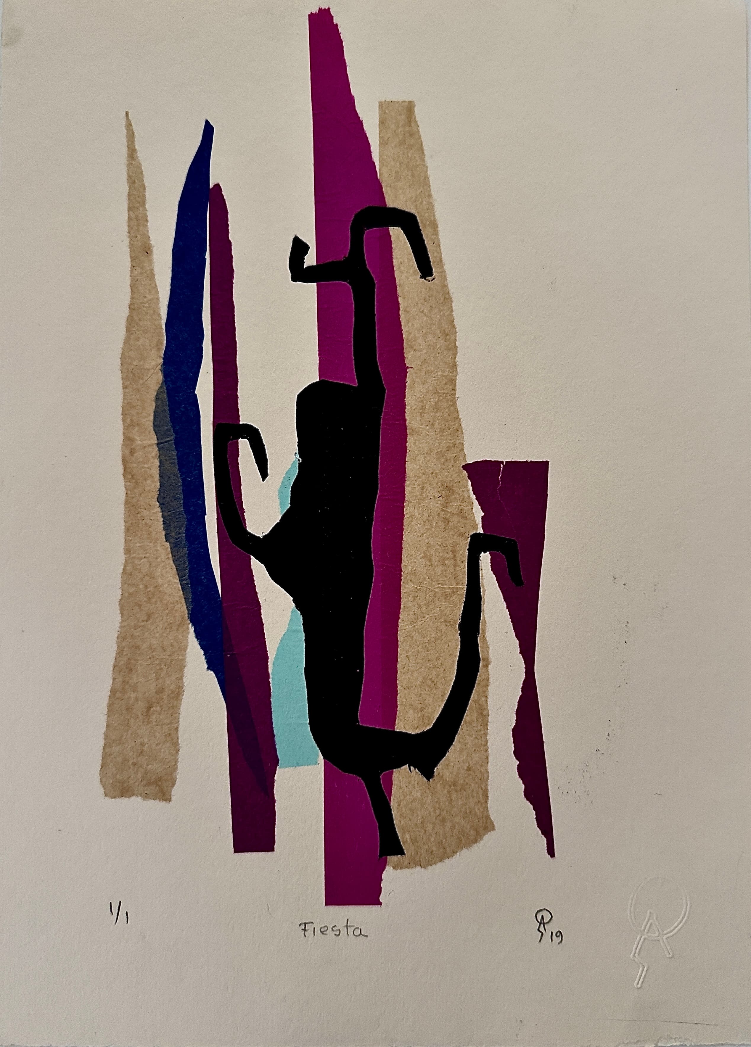 Fiesta by Patricia Arriola, Collage / papel de algodón Guarro Super Alfa. P/A, 2019