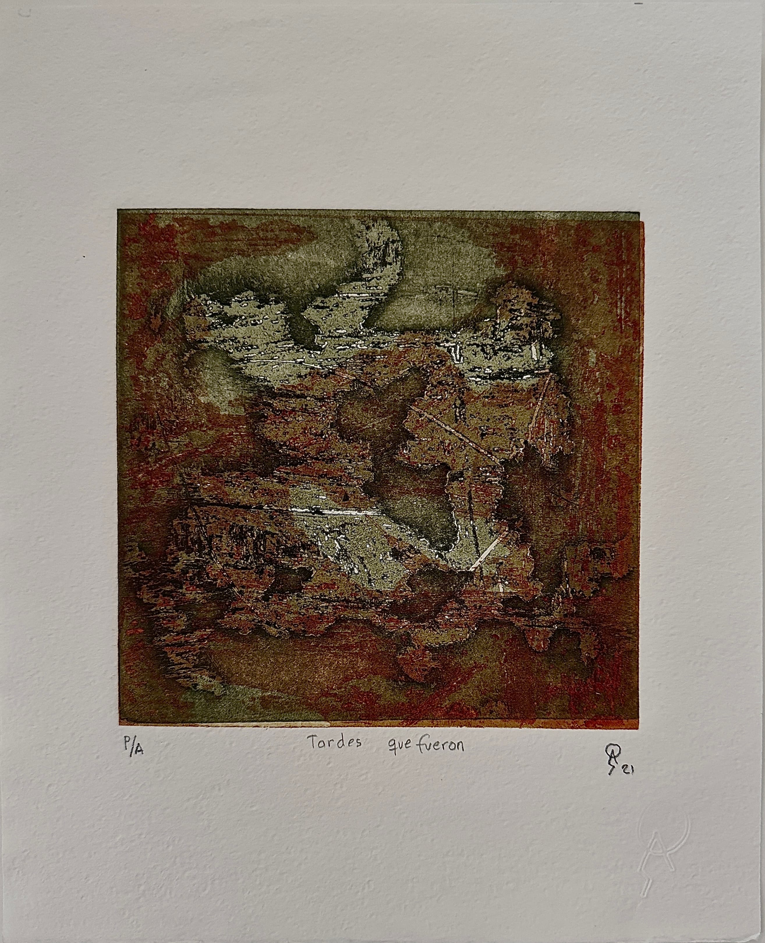 Tardes que fueron by Patricia Arriola, Técnicas aditivas, doble placa / papel de algodón Fabriano. P/A, 2021