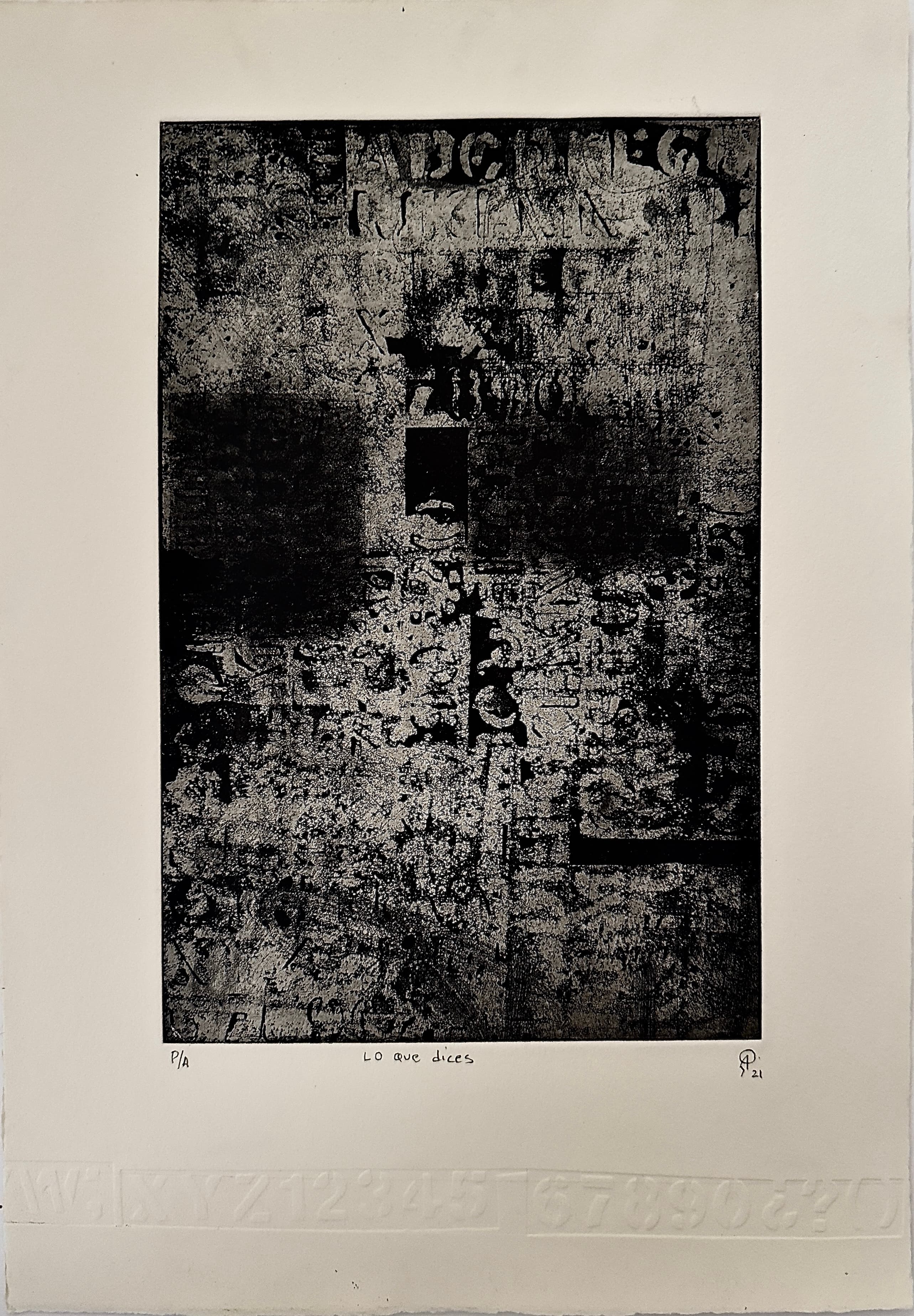 Lo que dices by Patricia Arriola, Aguafuerte, aguatinta / papel de algodón. P/A, 2021