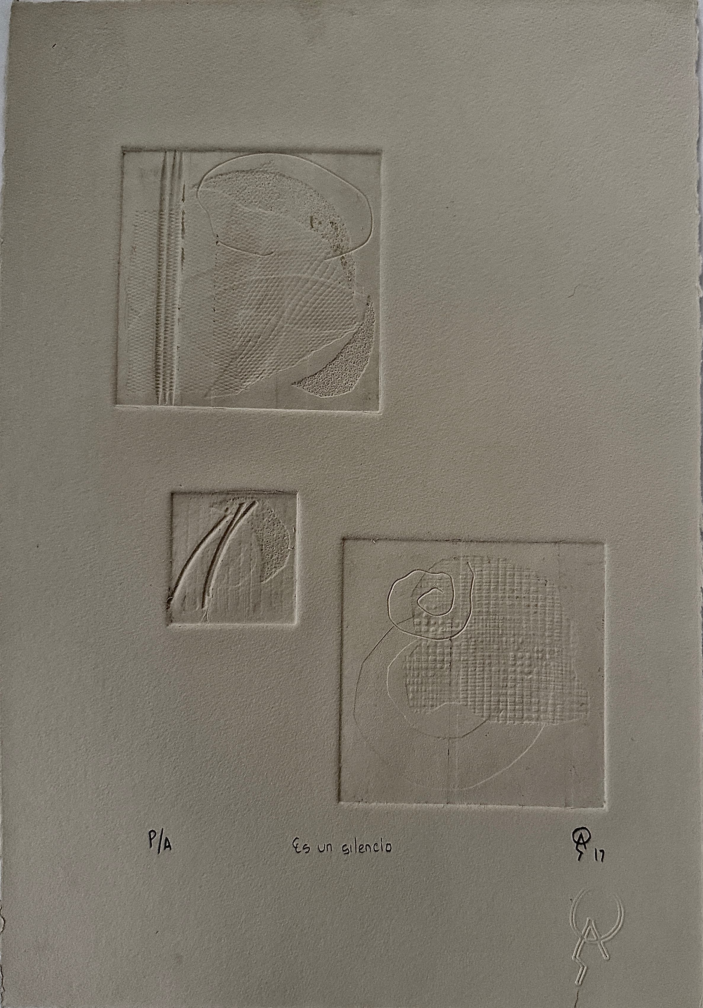 Es un silencio by Patricia Arriola, Técnicas aditivas, gofrado / papel de algodón Hahnemühle., 2017