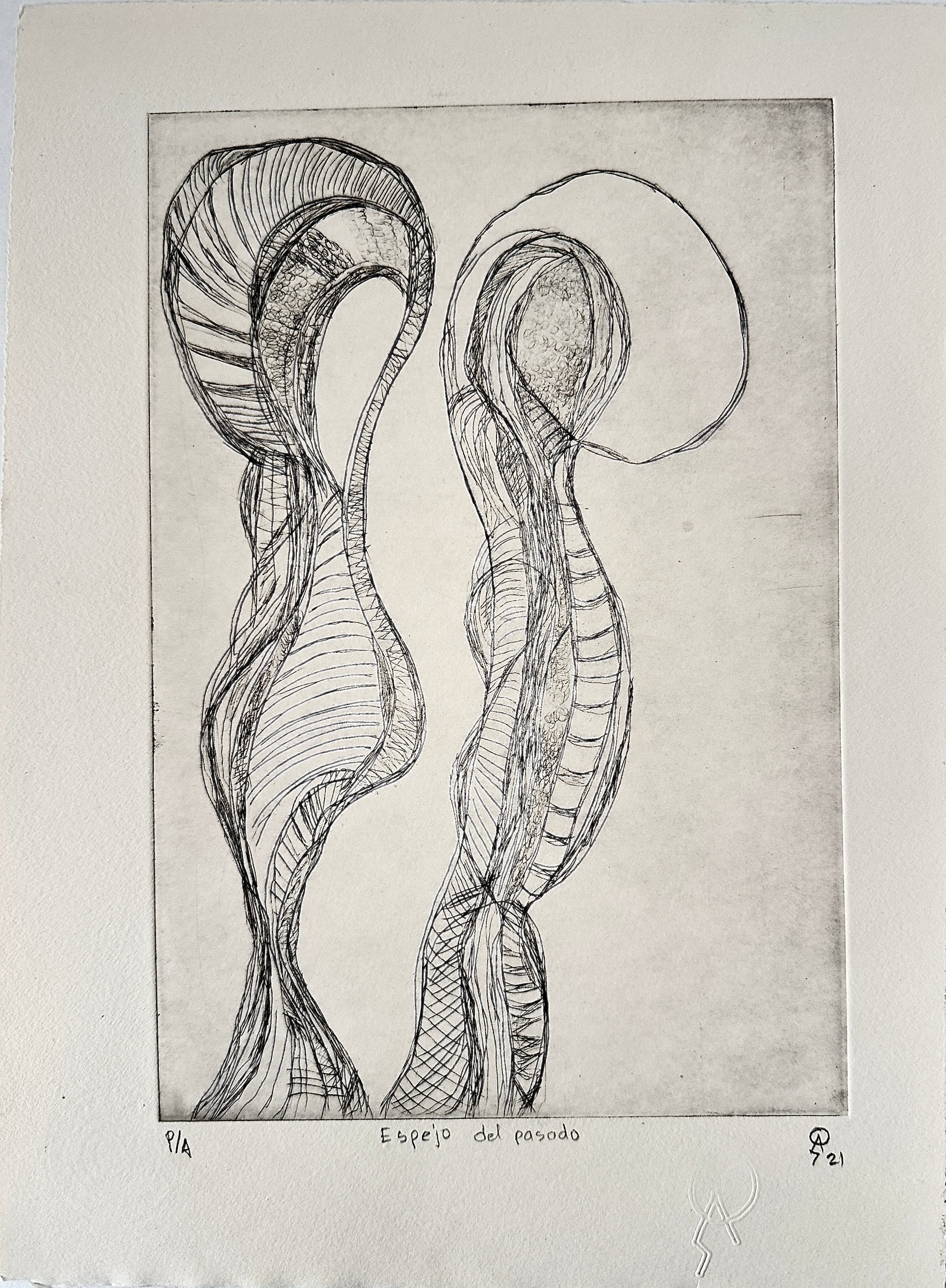 Espejo del pasado by Patricia Arriola, Punta seca / papel de algodón Guarro Super Alfa. P/A, 2021