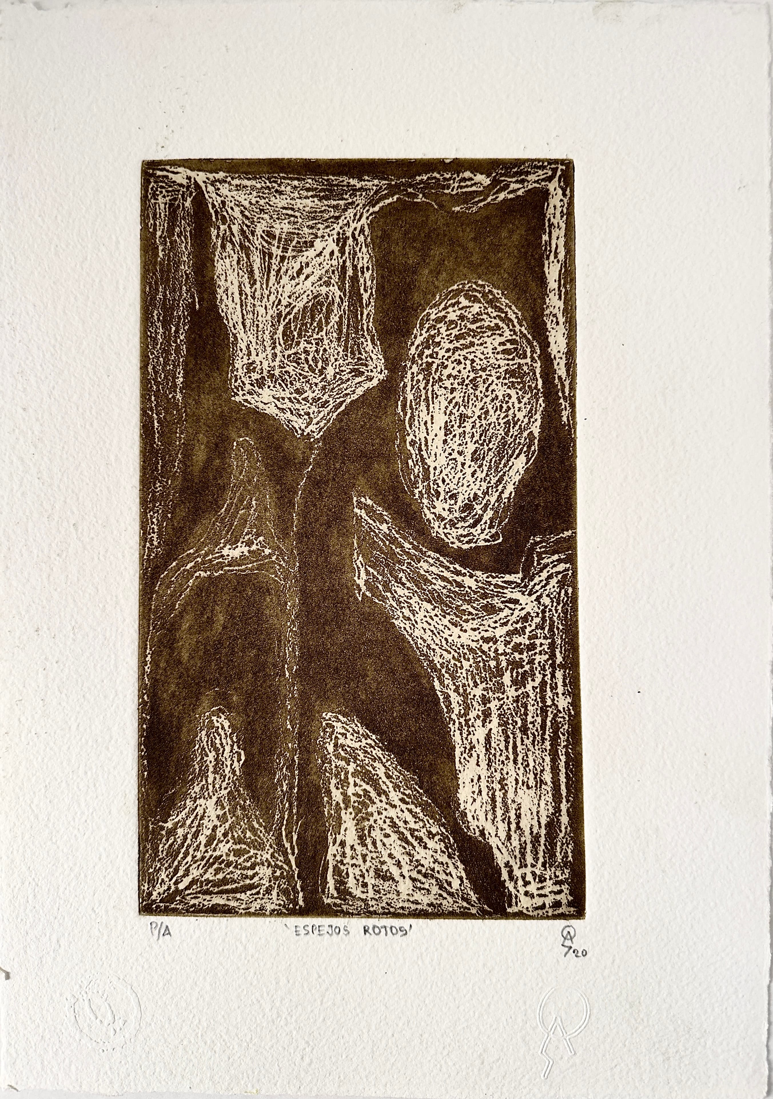 Espejos rotos by Patricia Arriola, Punta seca / papel de algodón Ceiba Gráfica. P/A, 2020