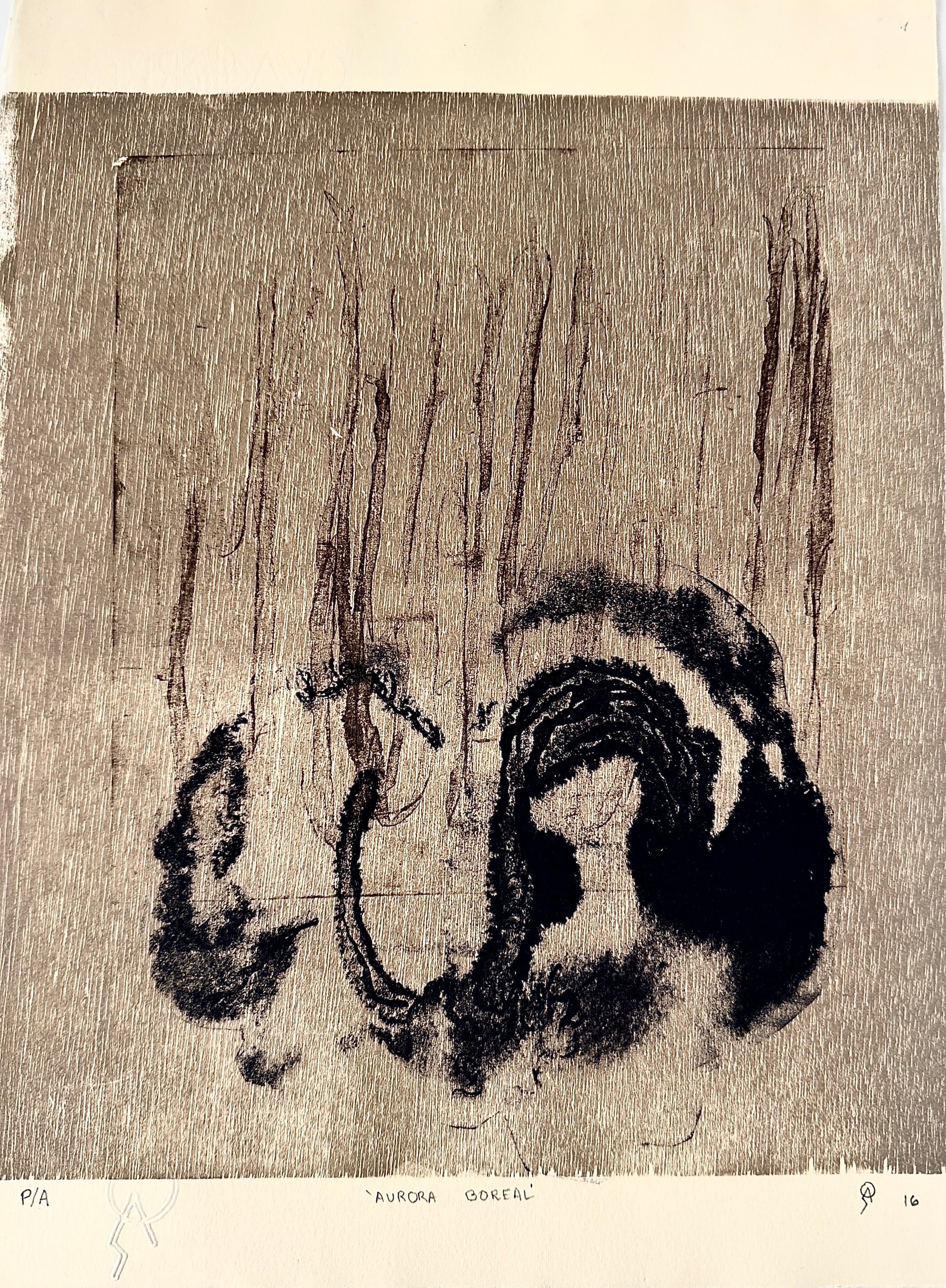 Aurora boreal by Patricia Arriola, Transfer, xilografía / papel de algodón Guarro Super Alfa. P/A, 2016