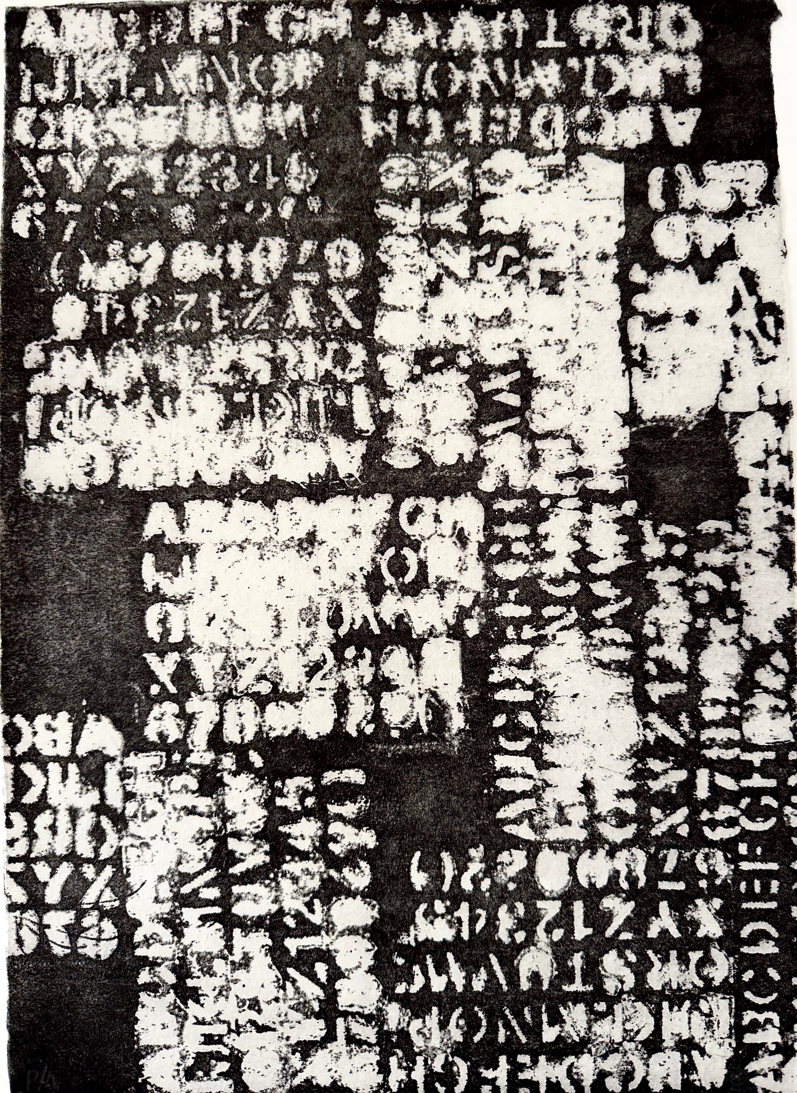 Solas, son letras by Patricia Arriola, Monotipo, aguatinta / papel de algodón Ceiba Gráfica, 2021