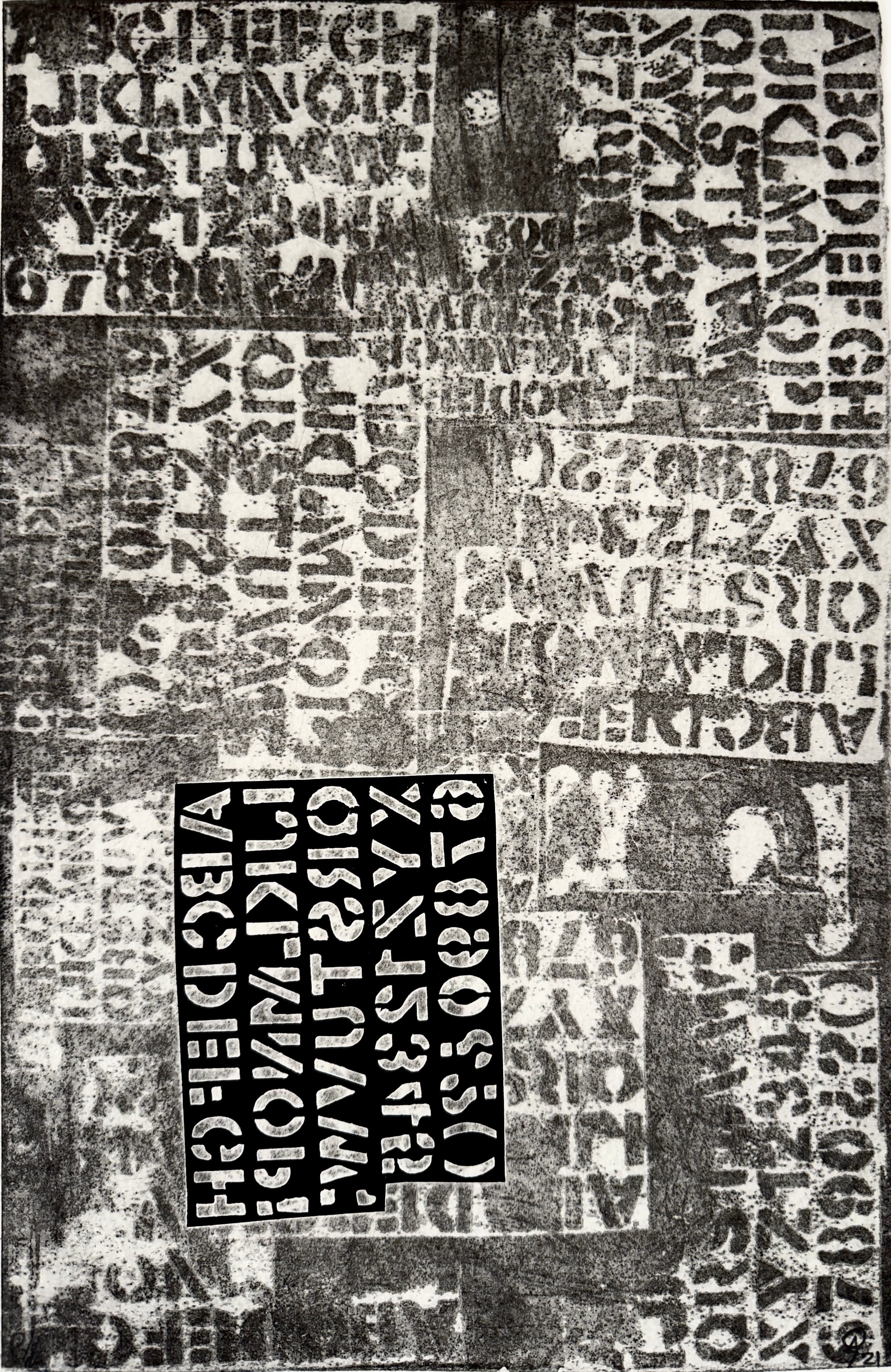 Solas, son letras by Patricia Arriola, Monotipo, aguatinta / papel de algodón Ceiba Gráfica, 2021