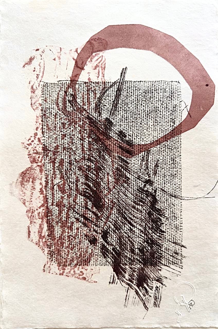 La luna y la rosa I by Patricia Arriola, Monotipo / papel de arroz, 2025