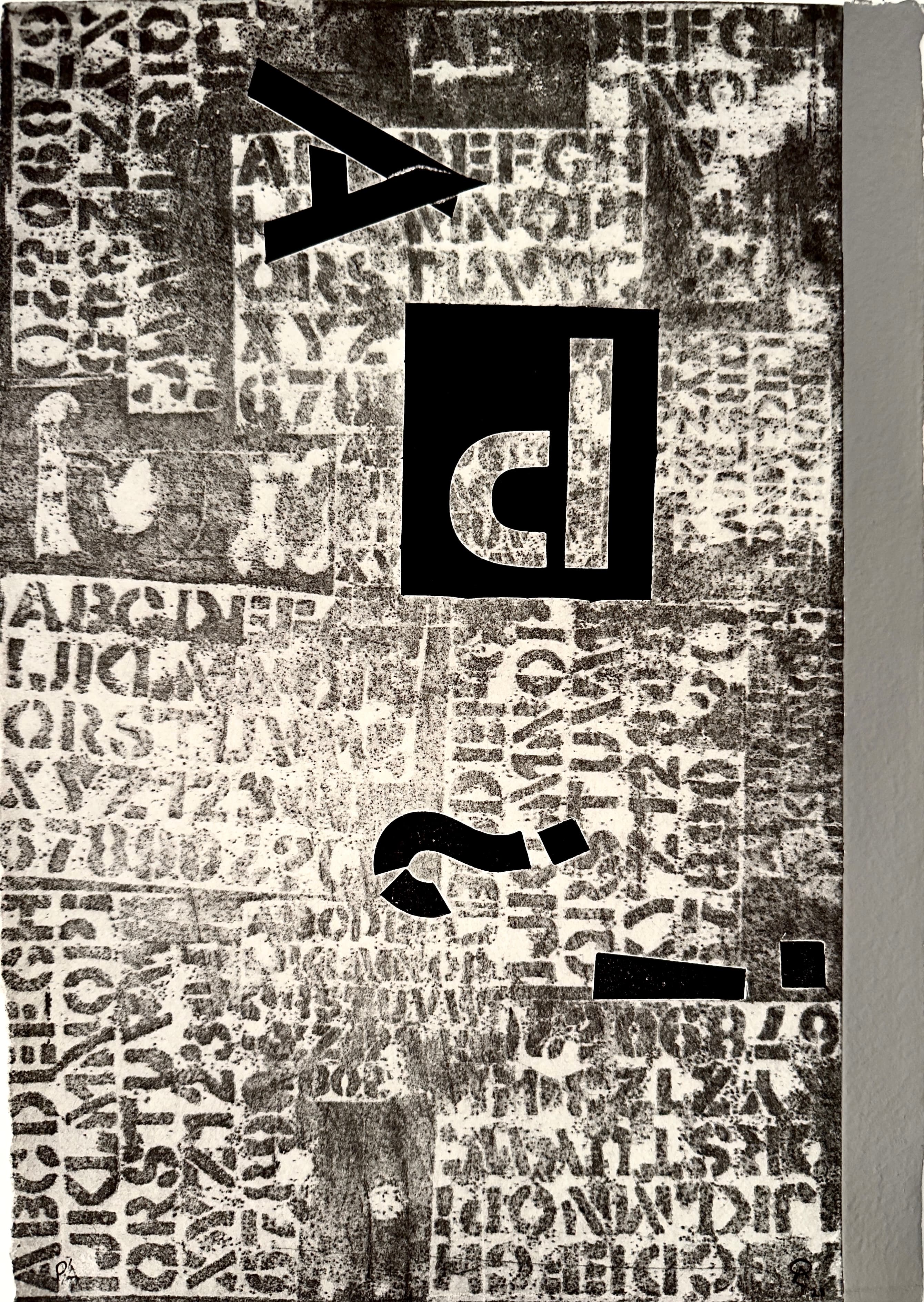 Solas, son letras by Patricia Arriola, Monotipo, aguatinta / papel de algodón Ceiba Gráfica, 2021