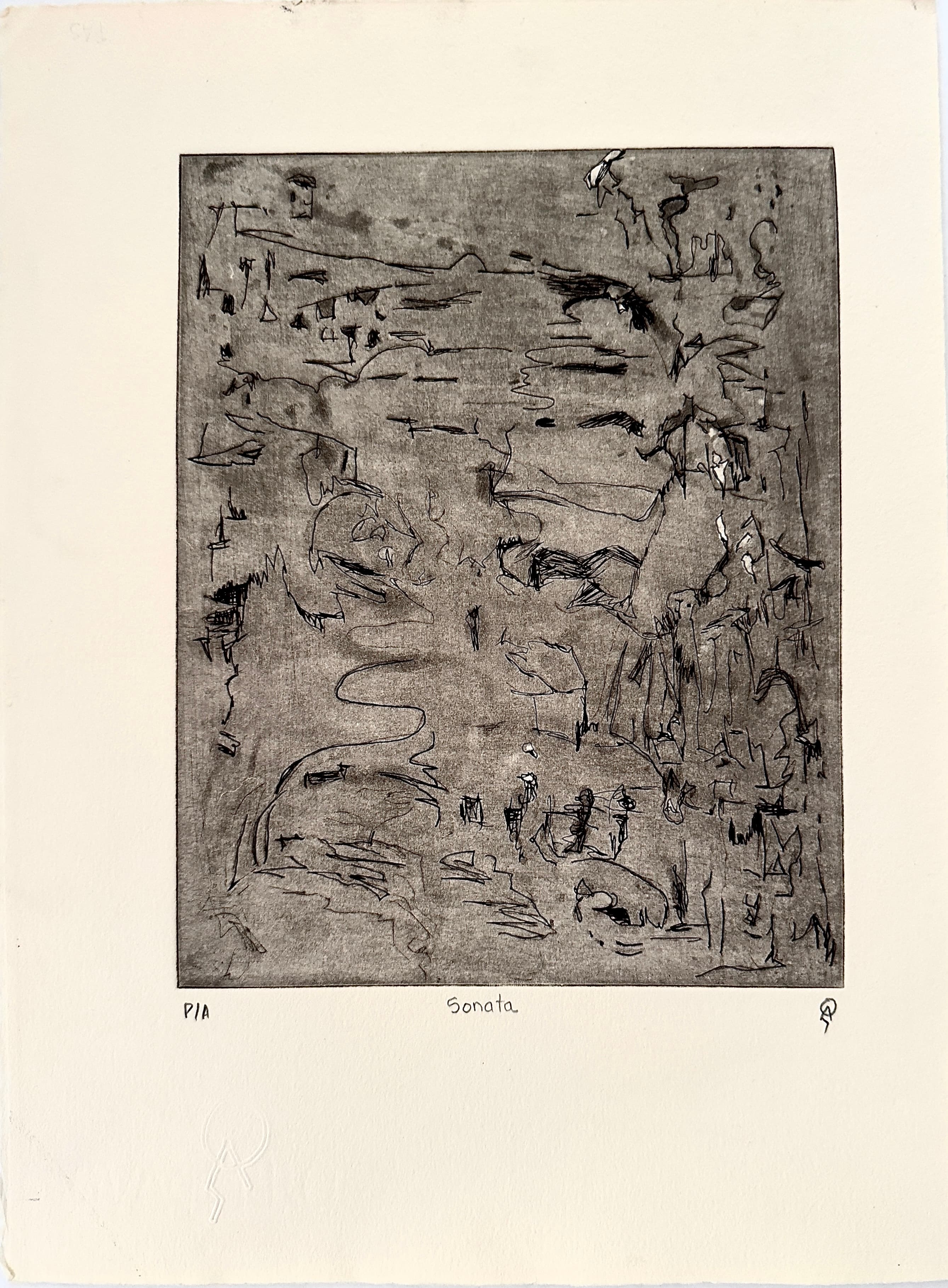 Sonata by Patricia Arriola, Aguatinta, punta seca / papel de algodón Guarro super Alfa. P/A, 2020