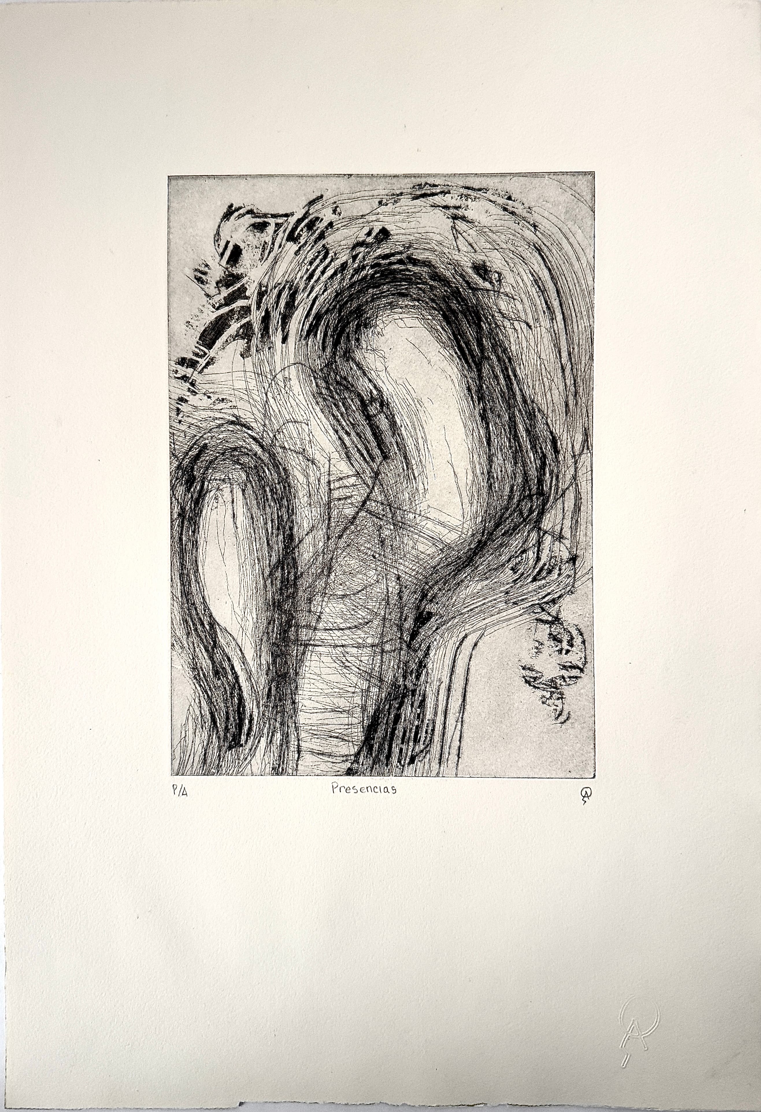 Presencias by Patricia Arriola, Aguatinta, punta seca / papel de algodón Guarro super Alfa. P/A, 2018