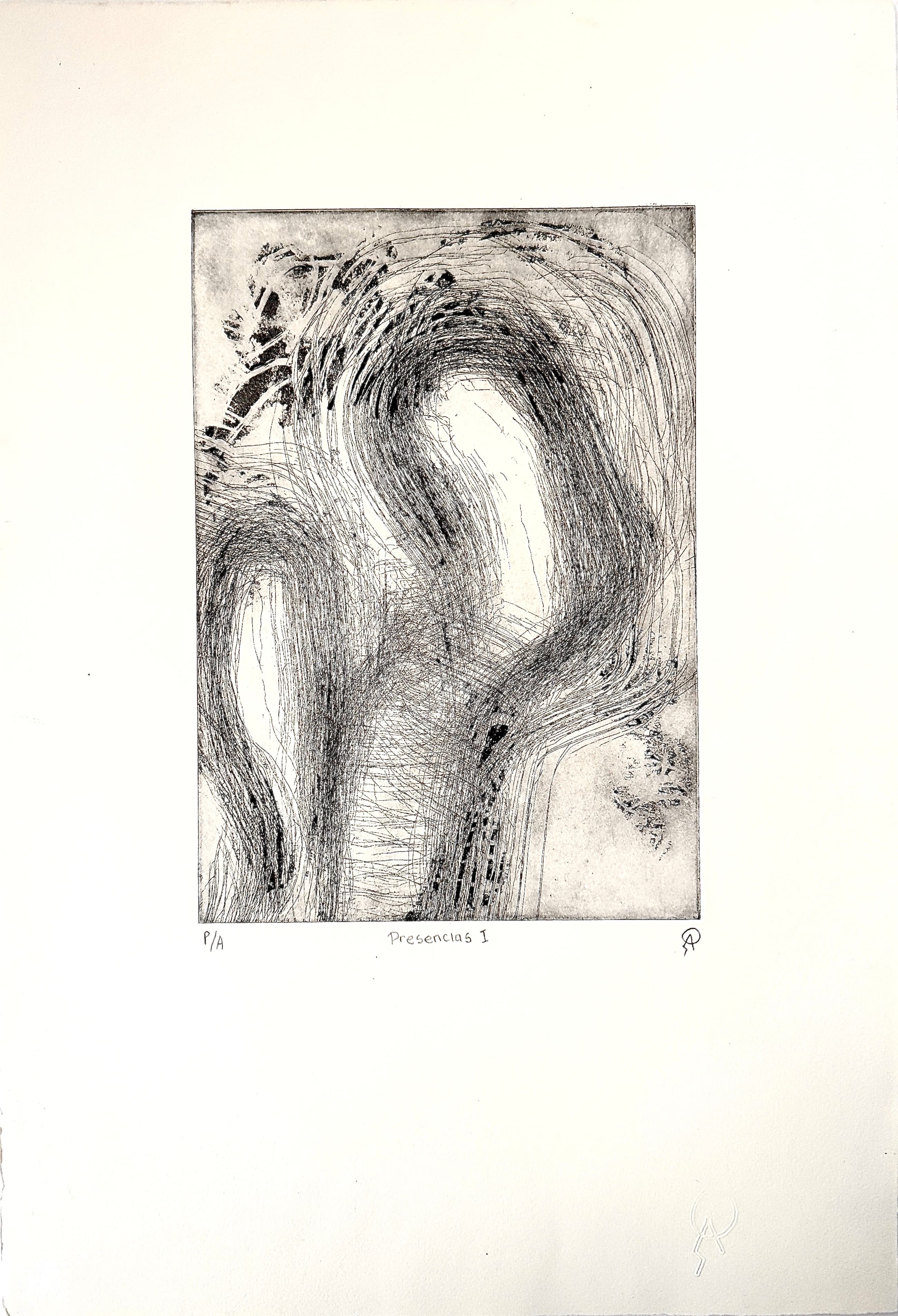 Presencias I by Patricia Arriola, Aguatinta, punta seca / papel de algodón Guarro super Alfa. P/A, 2018