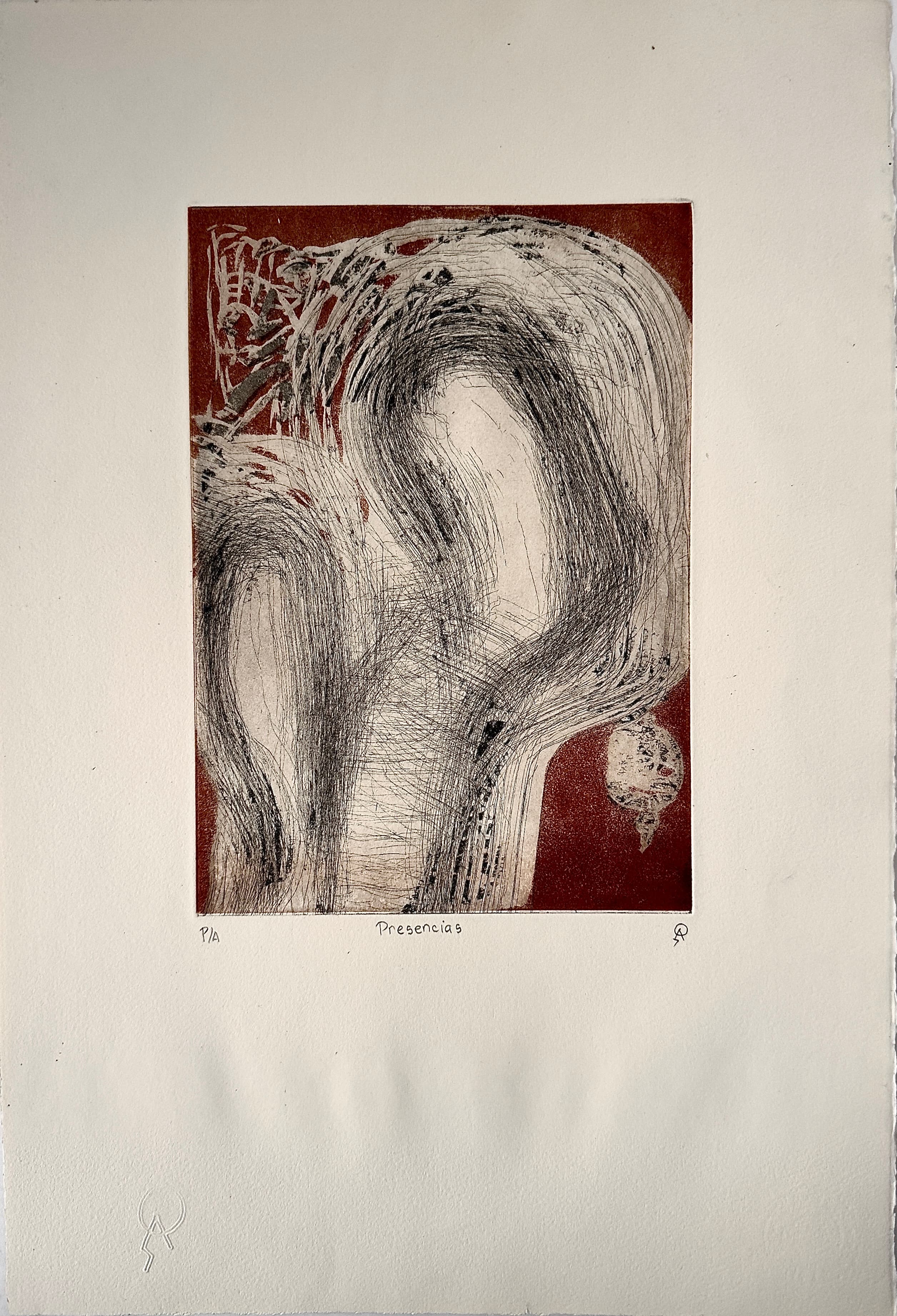 Presencias by Patricia Arriola, Aguatinta, punta seca doble placa / papel de algodón Guarro Super Alfa. P/A, 2018