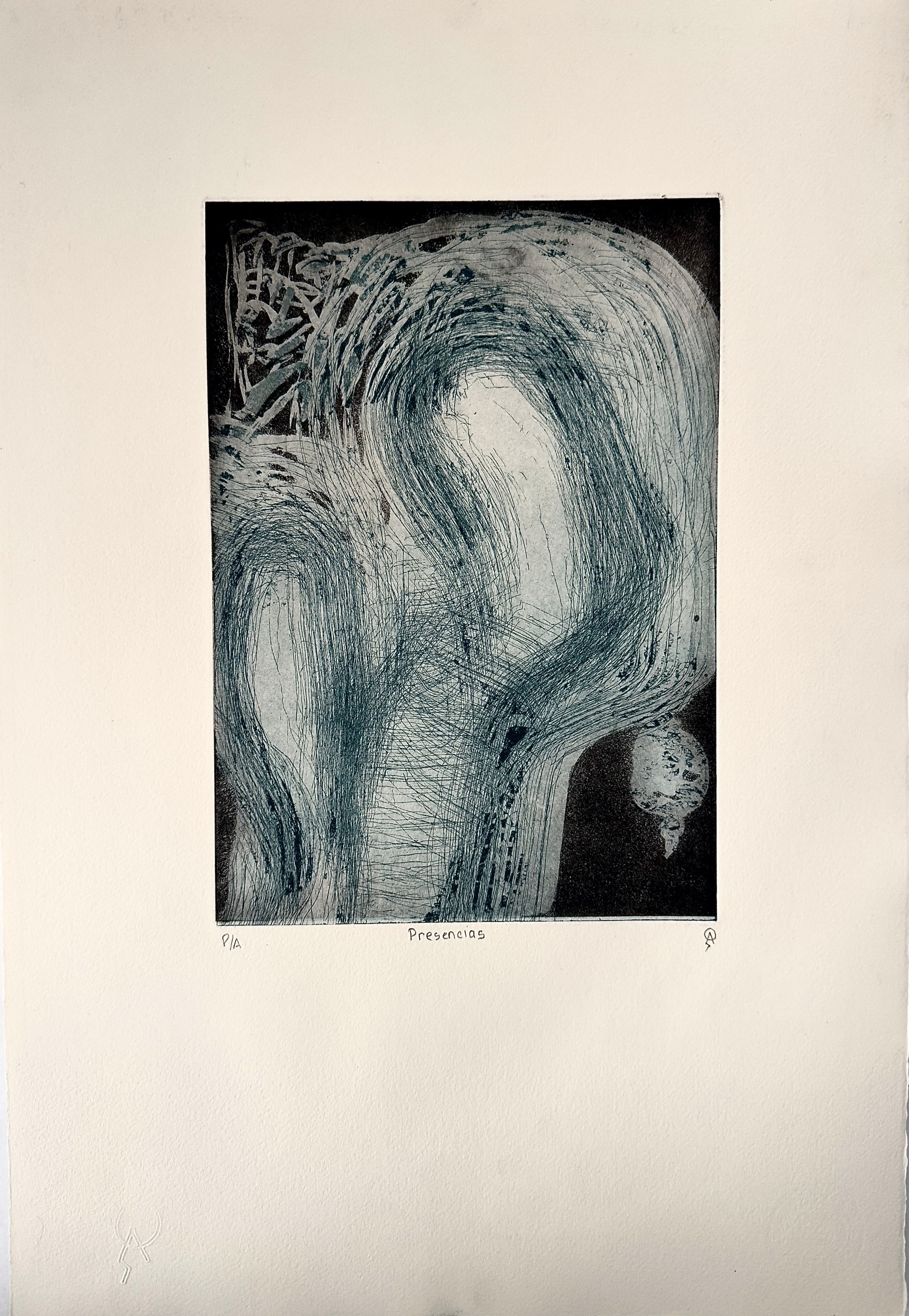 Presencias by Patricia Arriola, Aguatinta, punta seca doble placa / papel de algodón Guarro Super Alfa. P/A, 2018