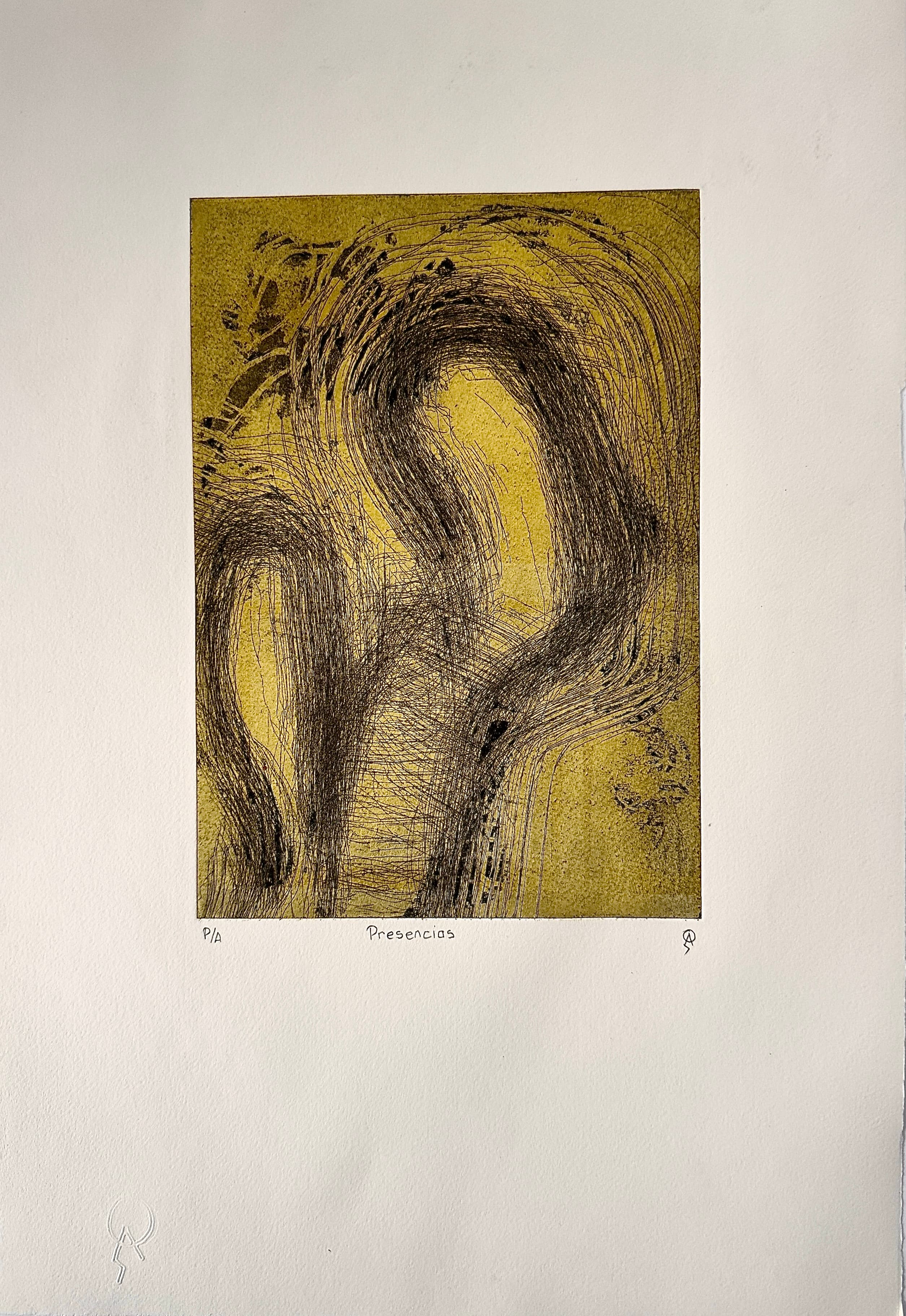 Presencias by Patricia Arriola, Aguatinta, punta seca doble placa / papel de algodón Guarro Super Alfa. P/A, 2018