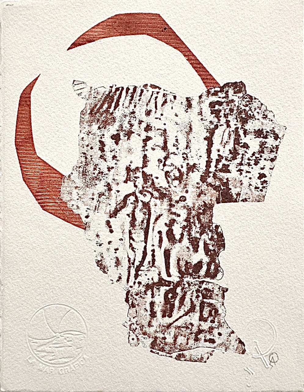 La luna y la rosa II by Patricia Arriola, Monotipo, litografía en seco / papel de algodón Guarro Super Alfa, 2025