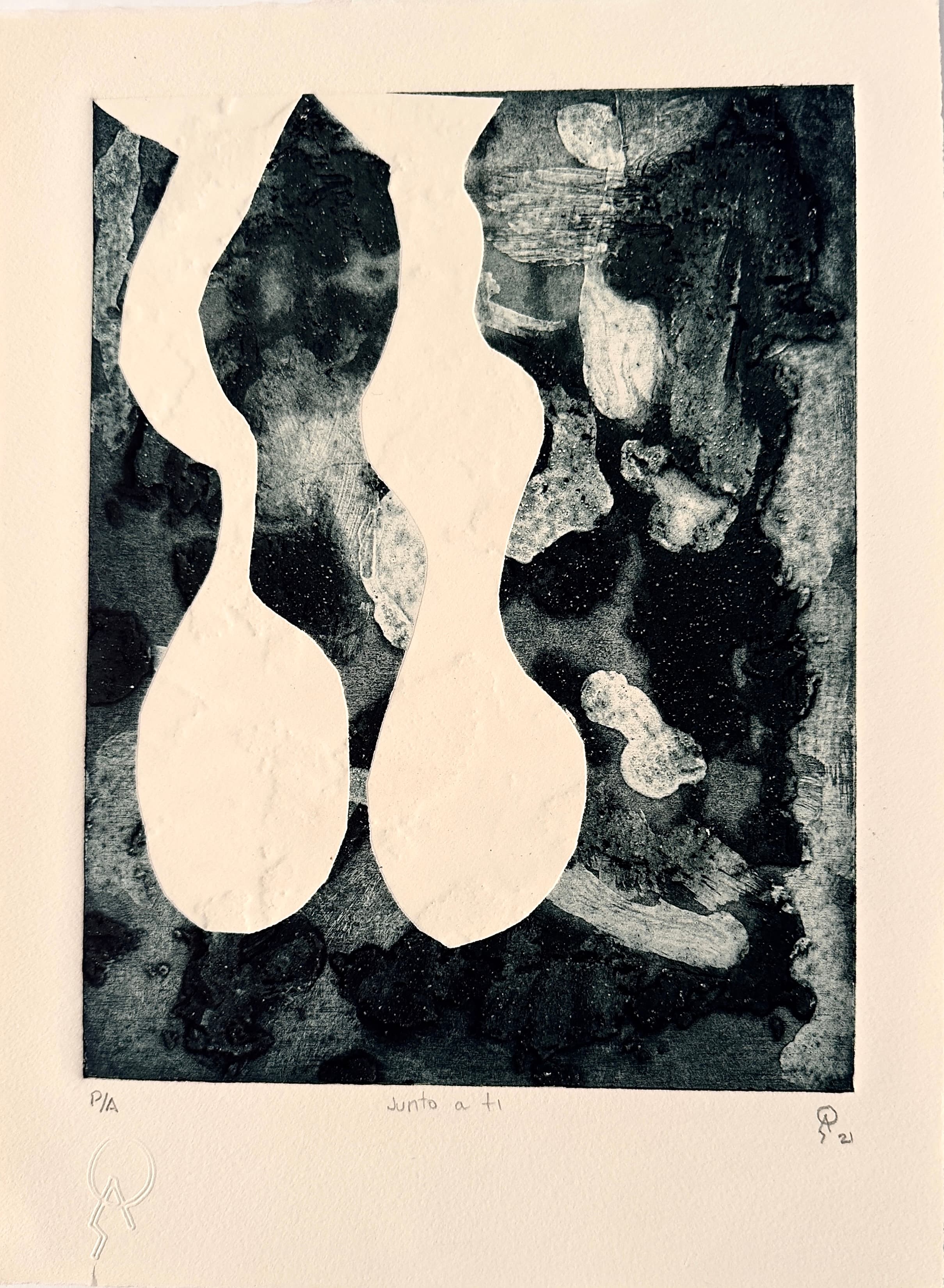 Junto a ti by Patricia Arriola, Monotipo, gofrado / papel de algodón Guarro Super Alfa, 2021
