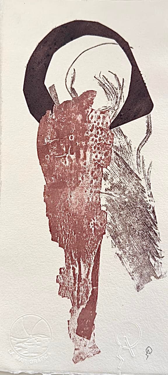 La luna y la rosa III by Patricia Arriola, Monotipo, litografía en seco / papel de algodón Guarro Super Alfa, 2025