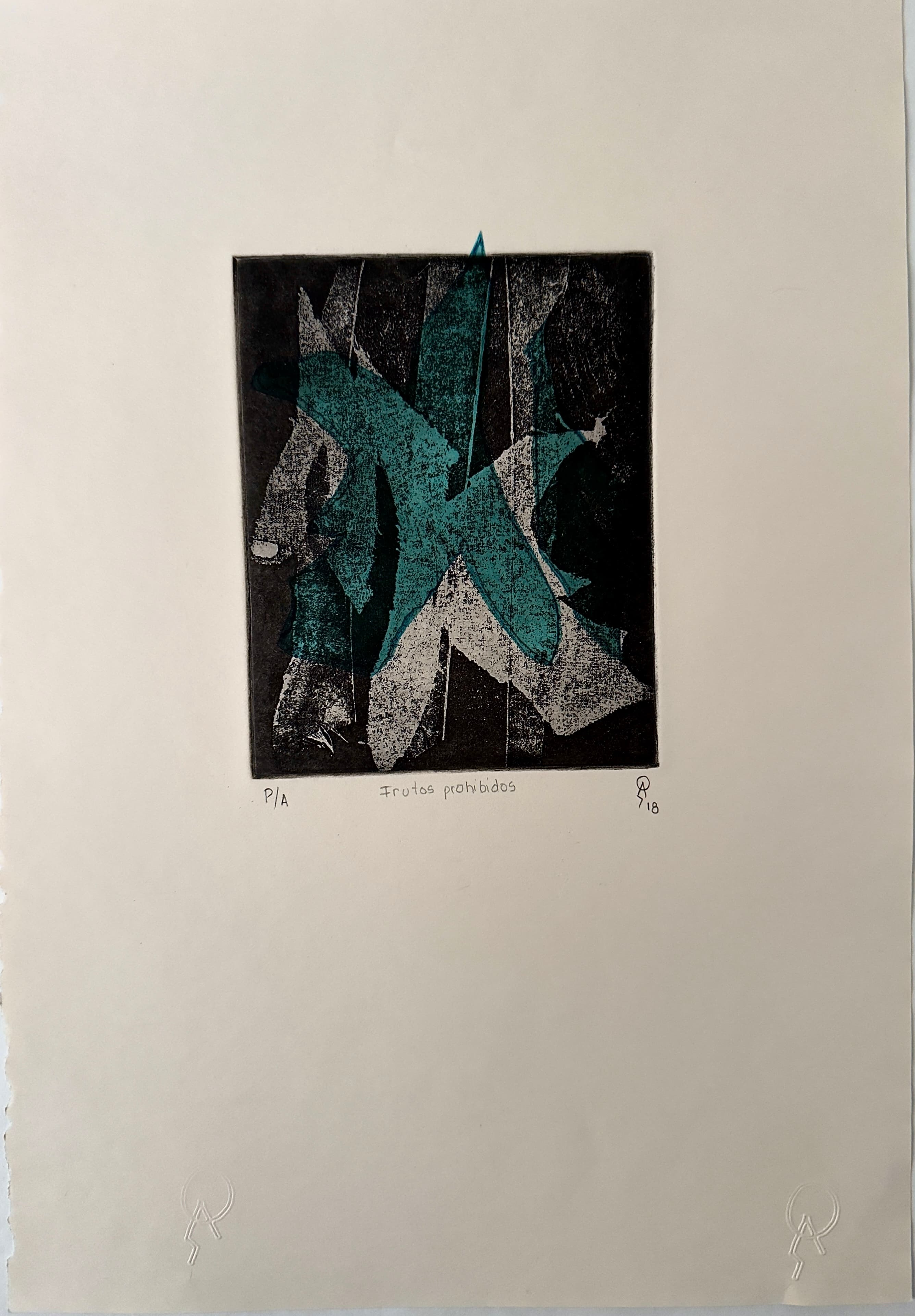 Frutos prohibidos by Patricia Arriola, Aguatinta, chinecollé / papel de algodón Fabriano rosaspina. P/A, 2018