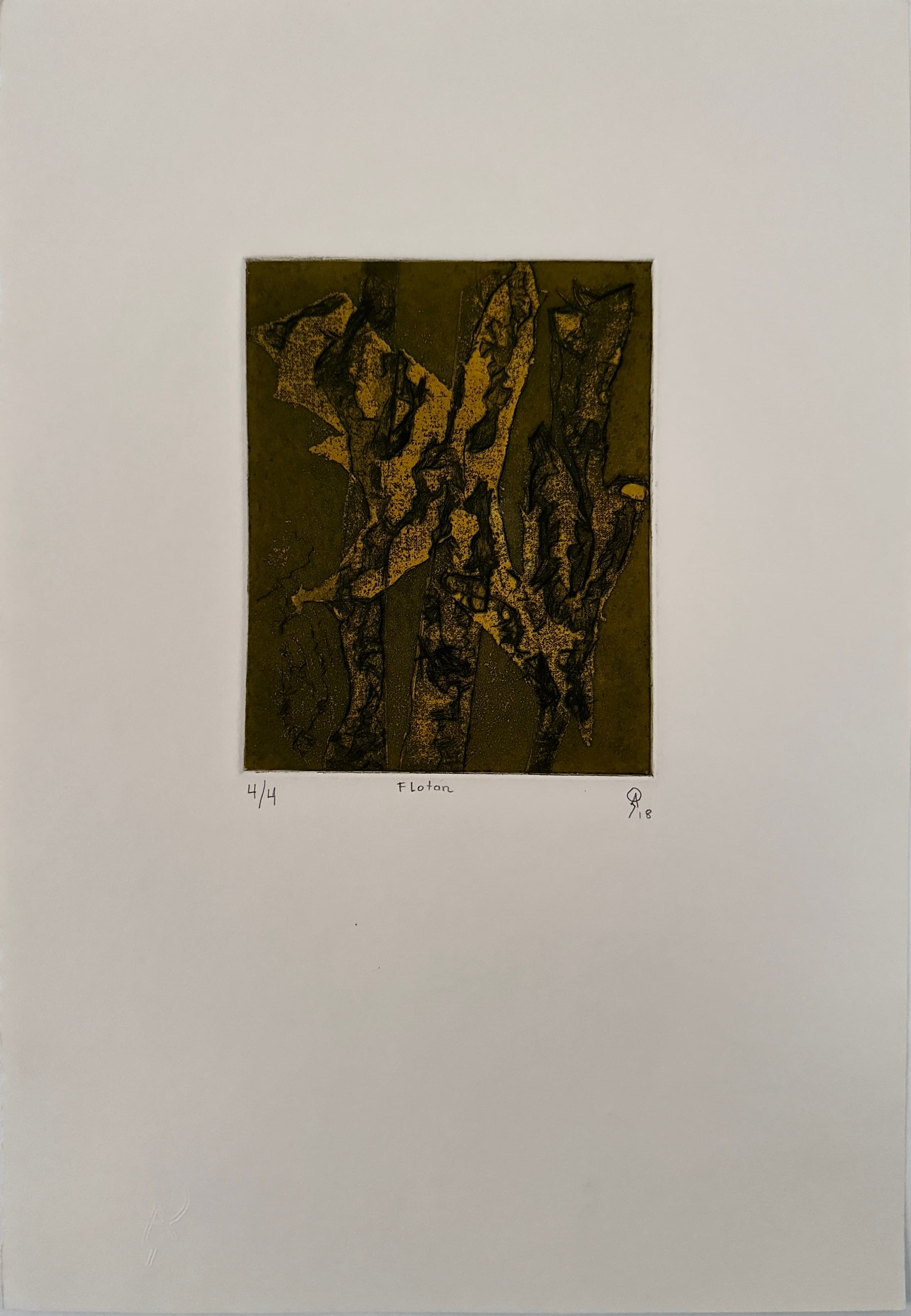 Flotan by Patricia Arriola, Aguatinta, doble placa, dos tintas / papel de algodón Fabriano rosaspina. P/A 4/4, 2018