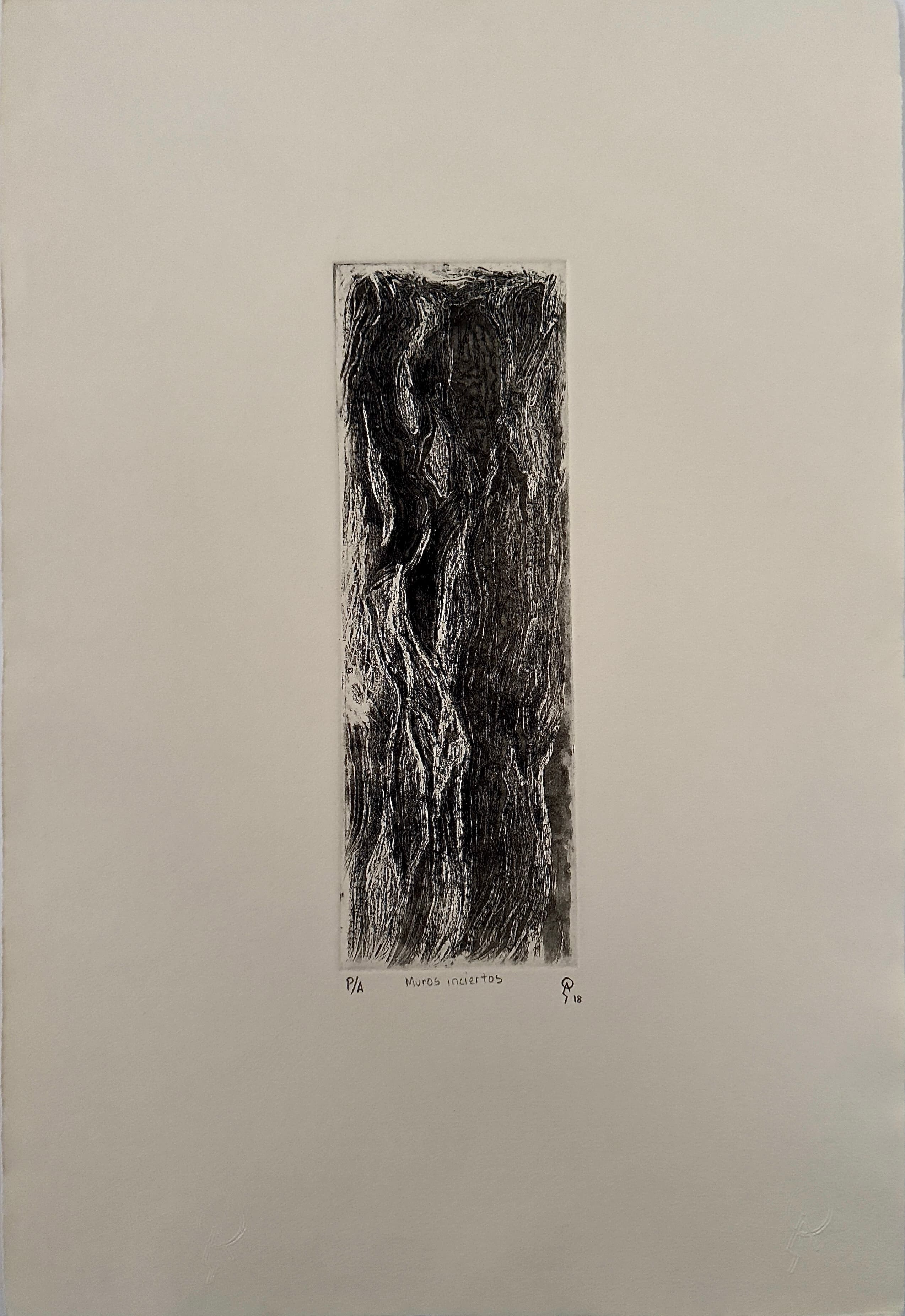 Muros inciertos by Patricia Arriola, Aguatinta, punta seca / papel de algodón Guarro super Alfa. P/A, 2018