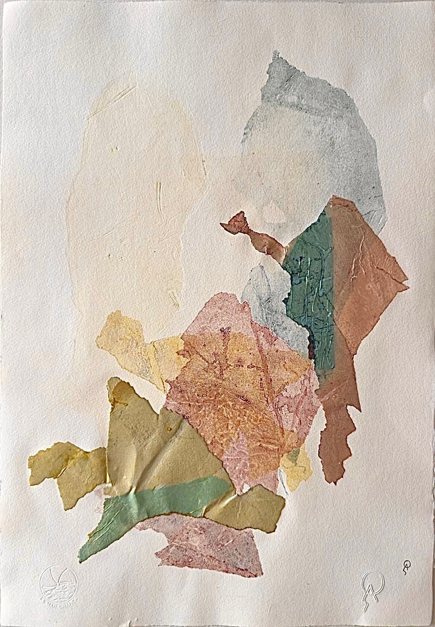 La mirada de una niña by Patricia Arriola, Monotipo, collage / papel de algodón Guarro Super Alfa, 2025