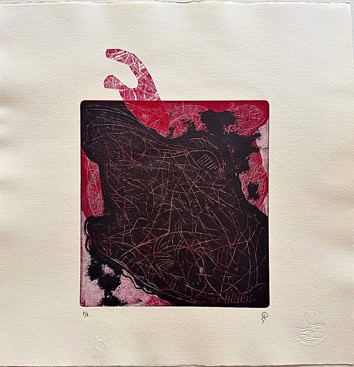 Popol Vuh I b by Patricia Arriola, Monotipo, litografía en seco / papel de algodón Guarro Super Alfa, 2025