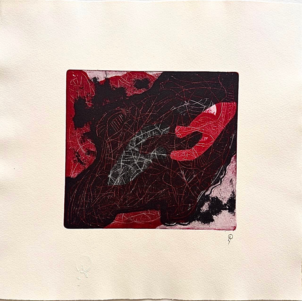 Popol Vuh I d by Patricia Arriola, Monotipo, litografía en seco / papel de algodón Guarro Super Alfa, 2025