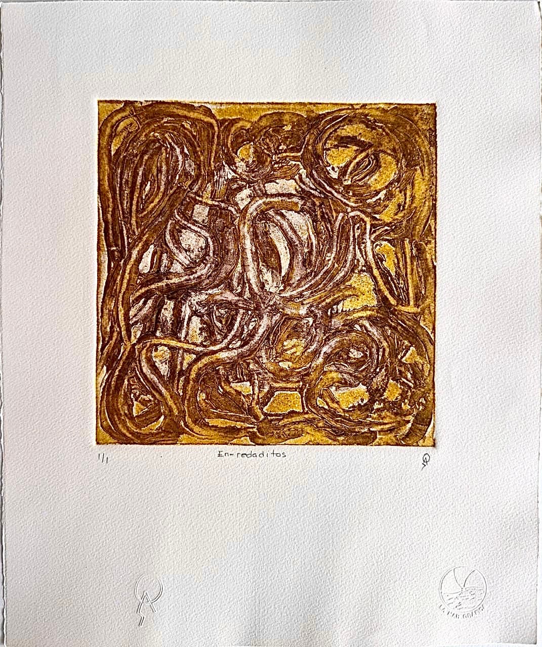 En-redaditos I by Patricia Arriola, Monotipo / papel de algodón Somerset, 2025