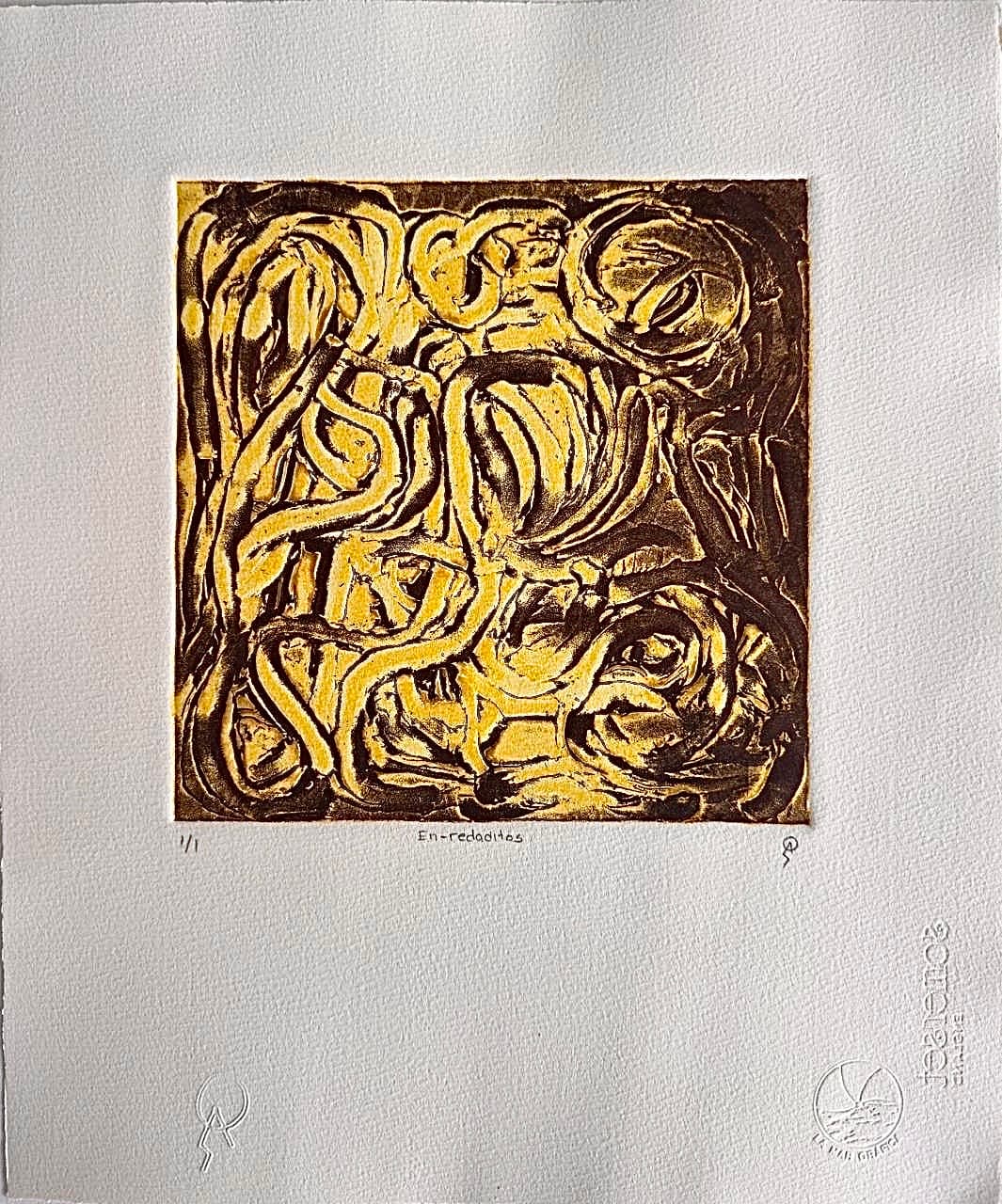 En-redaditos II by Patricia Arriola, Monotipo / papel de algodón Somerset, 2025