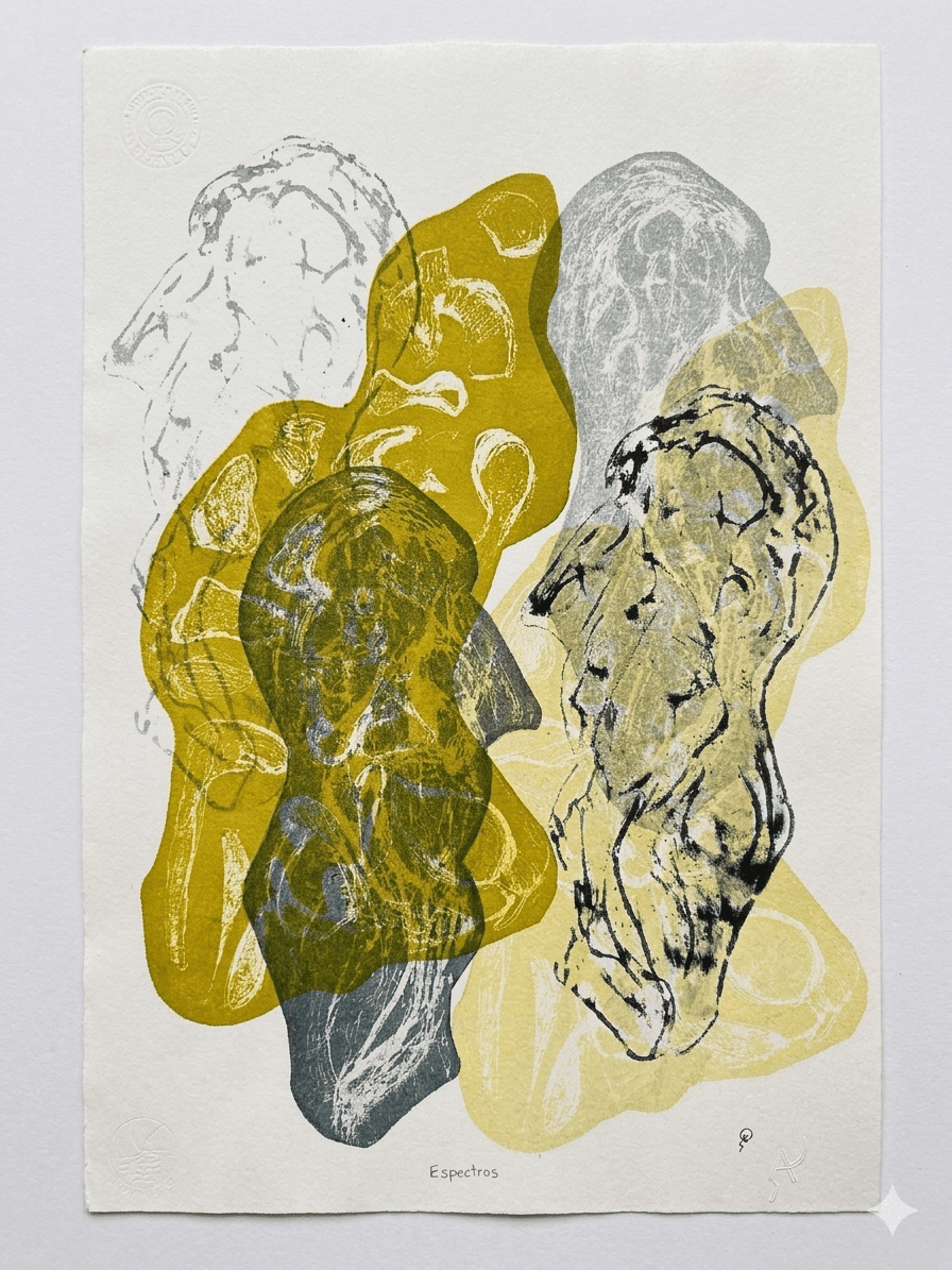 Espectros VI by Patricia Arriola, Monotipo / papel de algodón Guarro Super Alfa, 2025