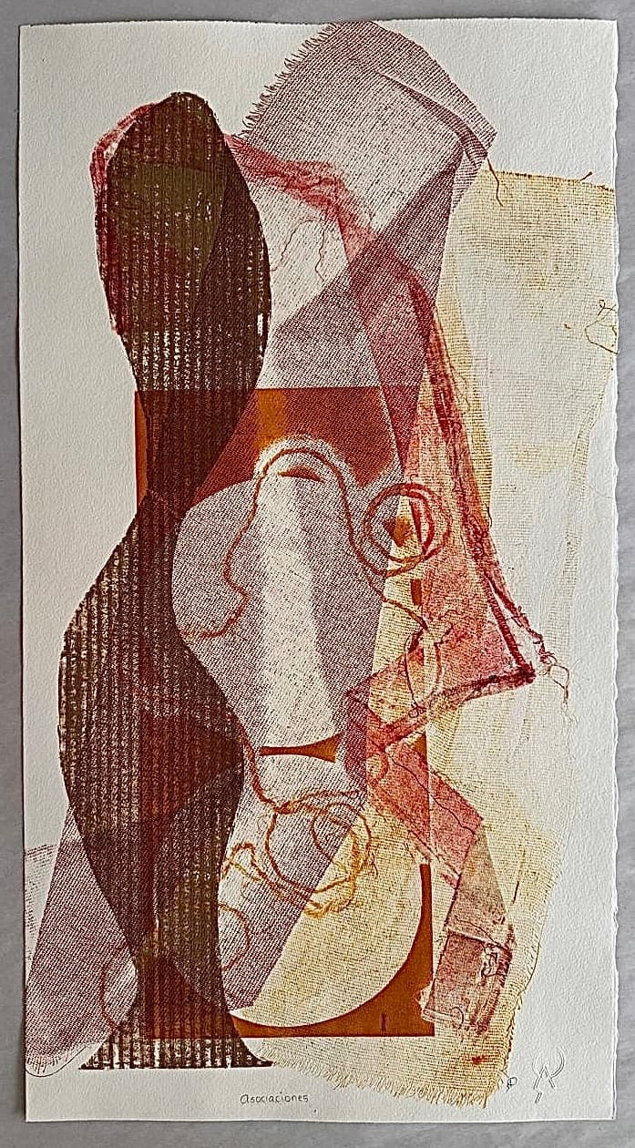 Asociaciones I by Patricia Arriola, Monotipo, collage / papel de algodón Guarro Super Alfa, 2025
