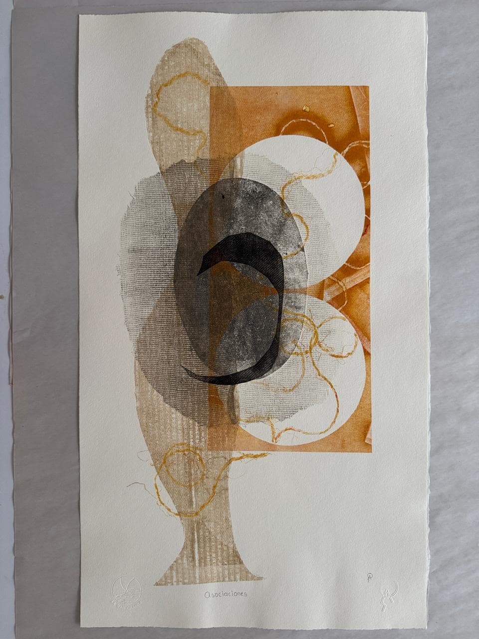 Asociaciones II by Patricia Arriola, Monotipo, collage / papel de algodón Guarro Super Alfa, 2025