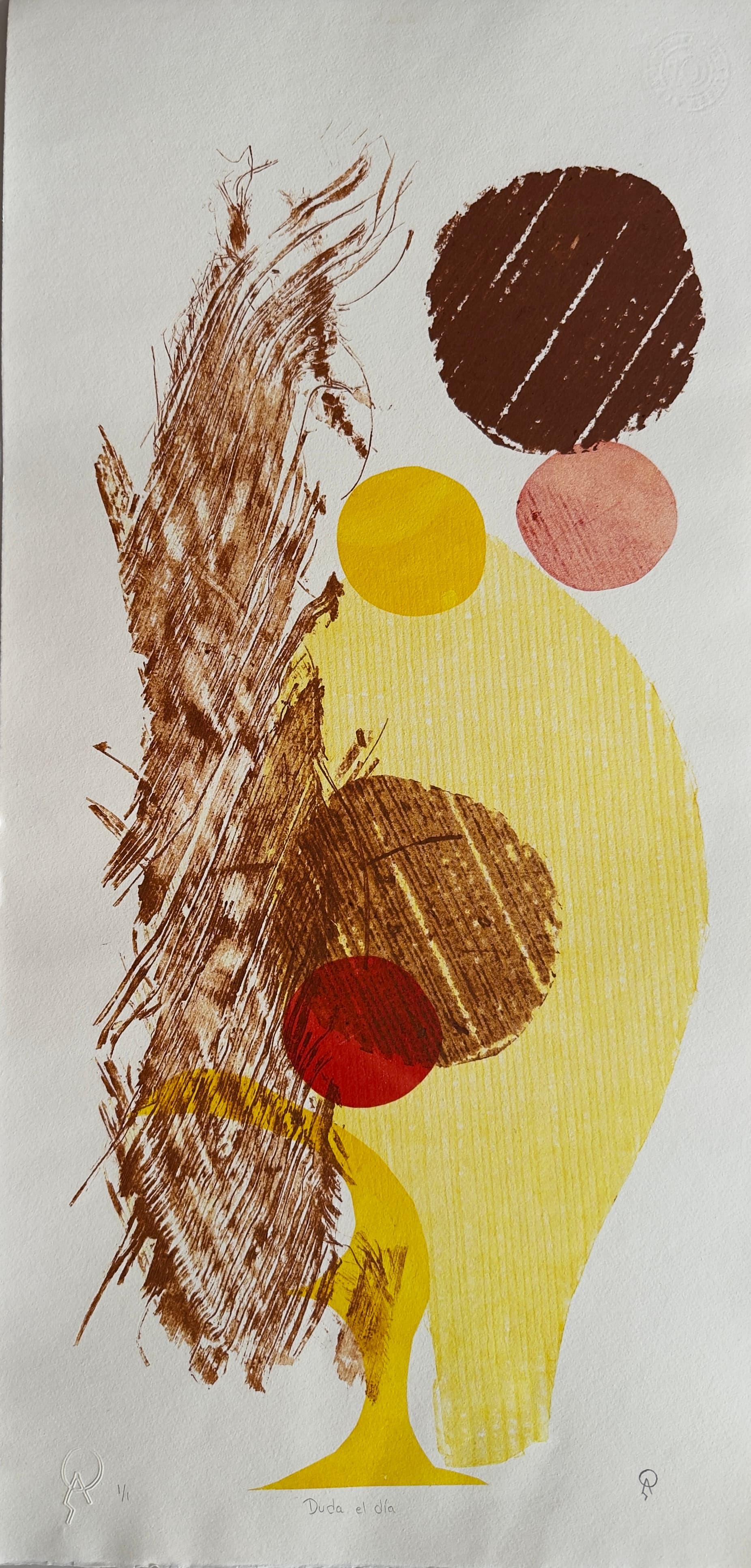 Duda el día I by Patricia Arriola, Monotipo, collage / papel de algodón Guarro Super Alfa, 2025