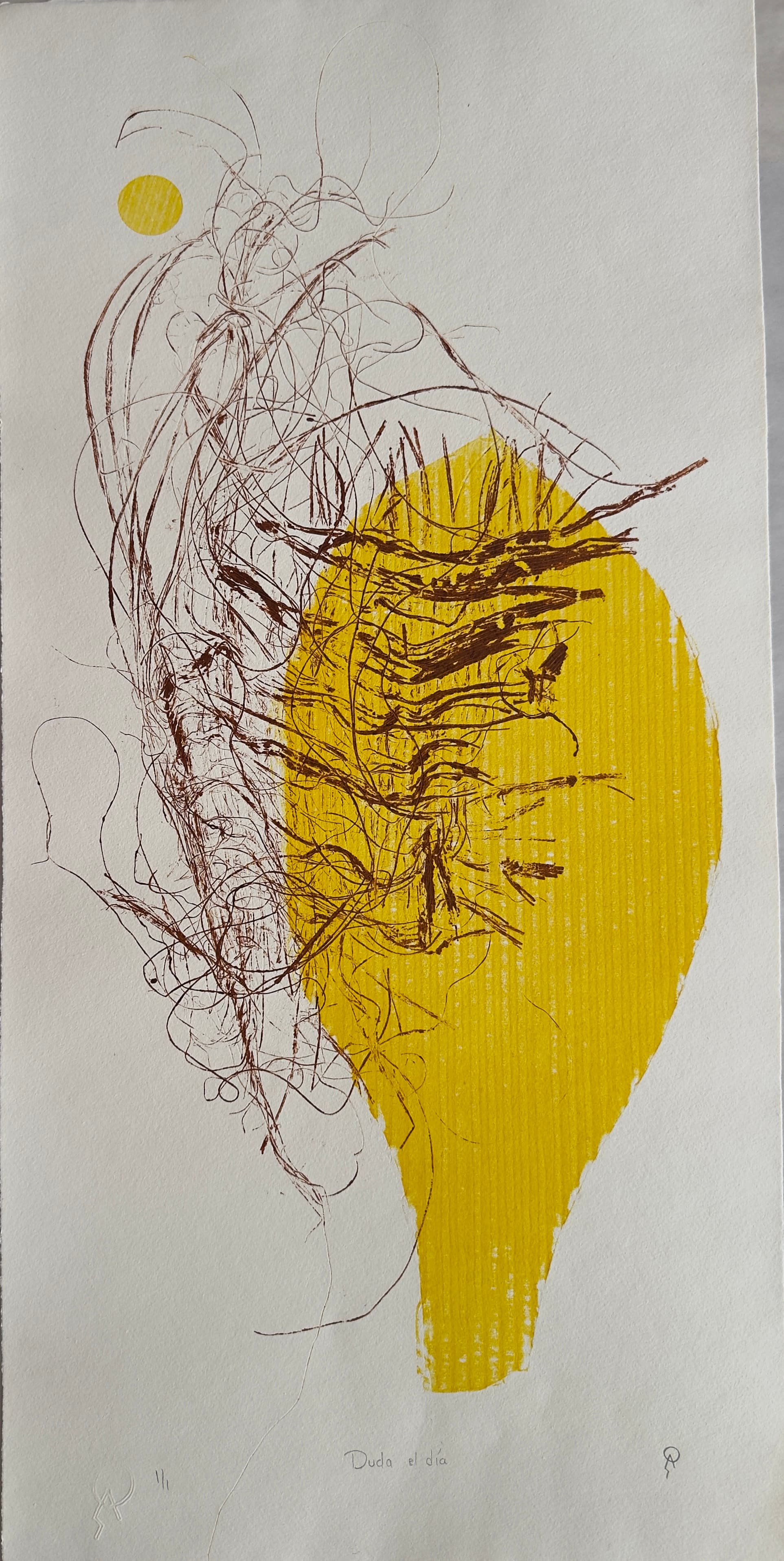 Duda el día III by Patricia Arriola, Monotipo, collage / papel de algodón Guarro Super Alfa, 2025