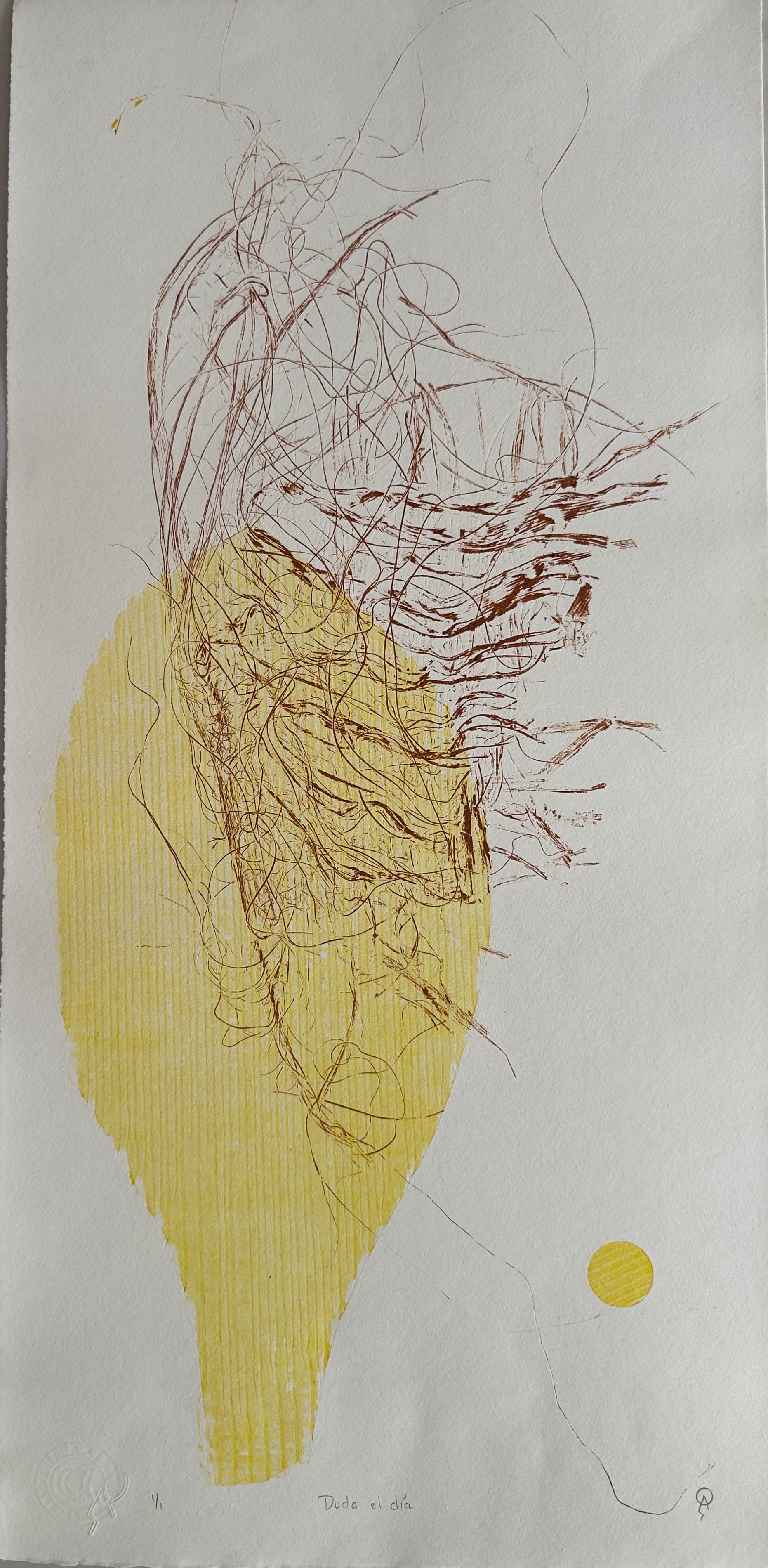 Duda el día IV by Patricia Arriola, Monotipo, collage / papel de algodón Guarro Super Alfa, 2025