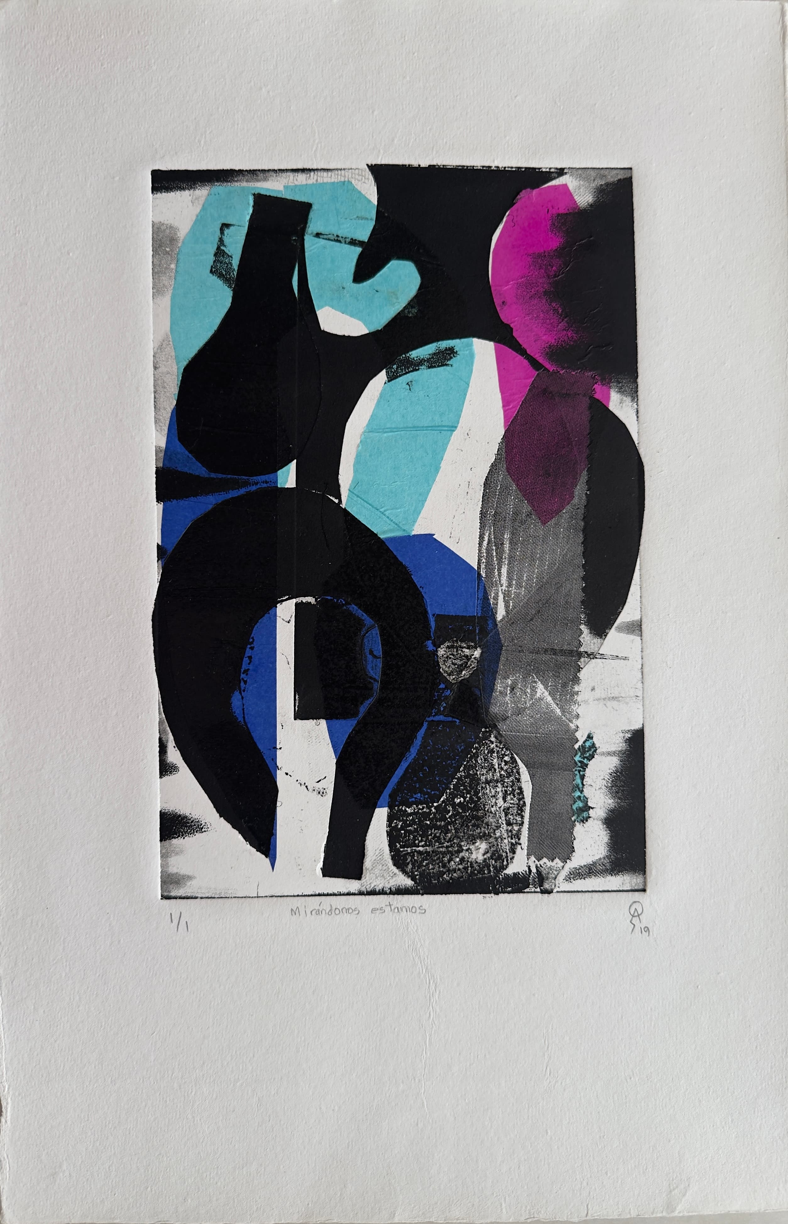 Mirándonos estamos by Patricia Arriola, Collage, monotipo / papel de algodón Guarro Super Alfa, 2019