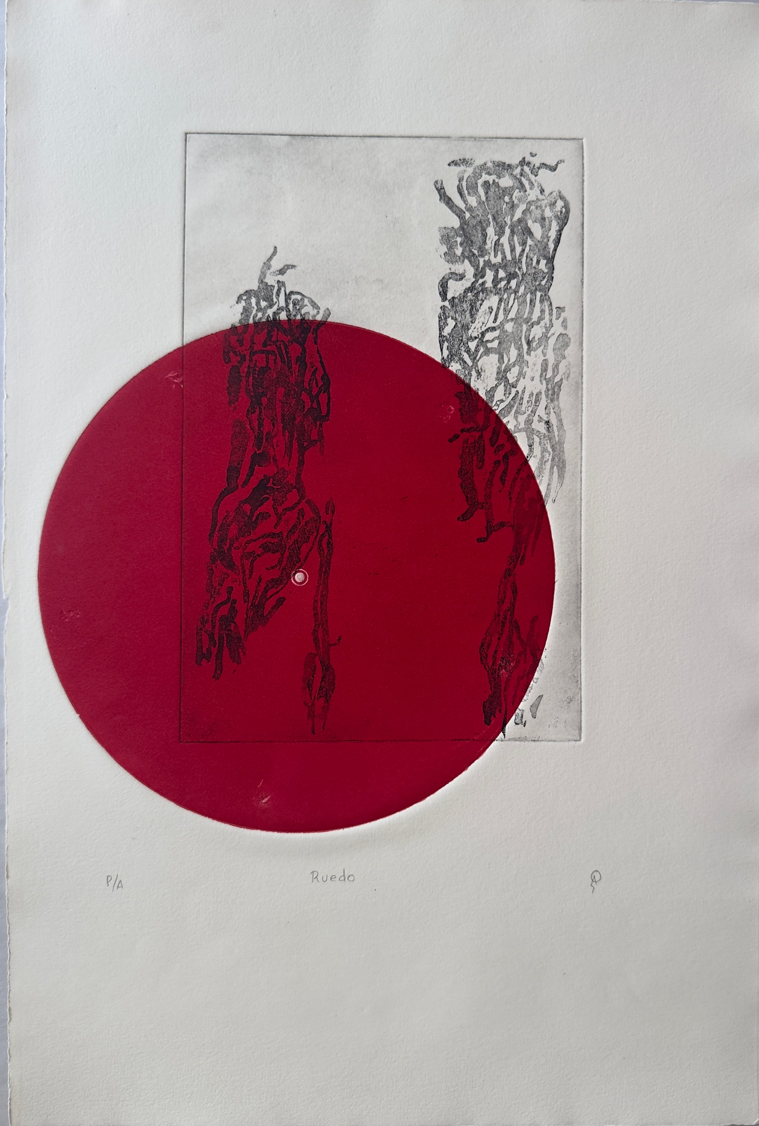 Ruedo by Patricia Arriola, Aguatinta al azúcar doble placa / papel de algodón Guarro Super Alfa, 2018