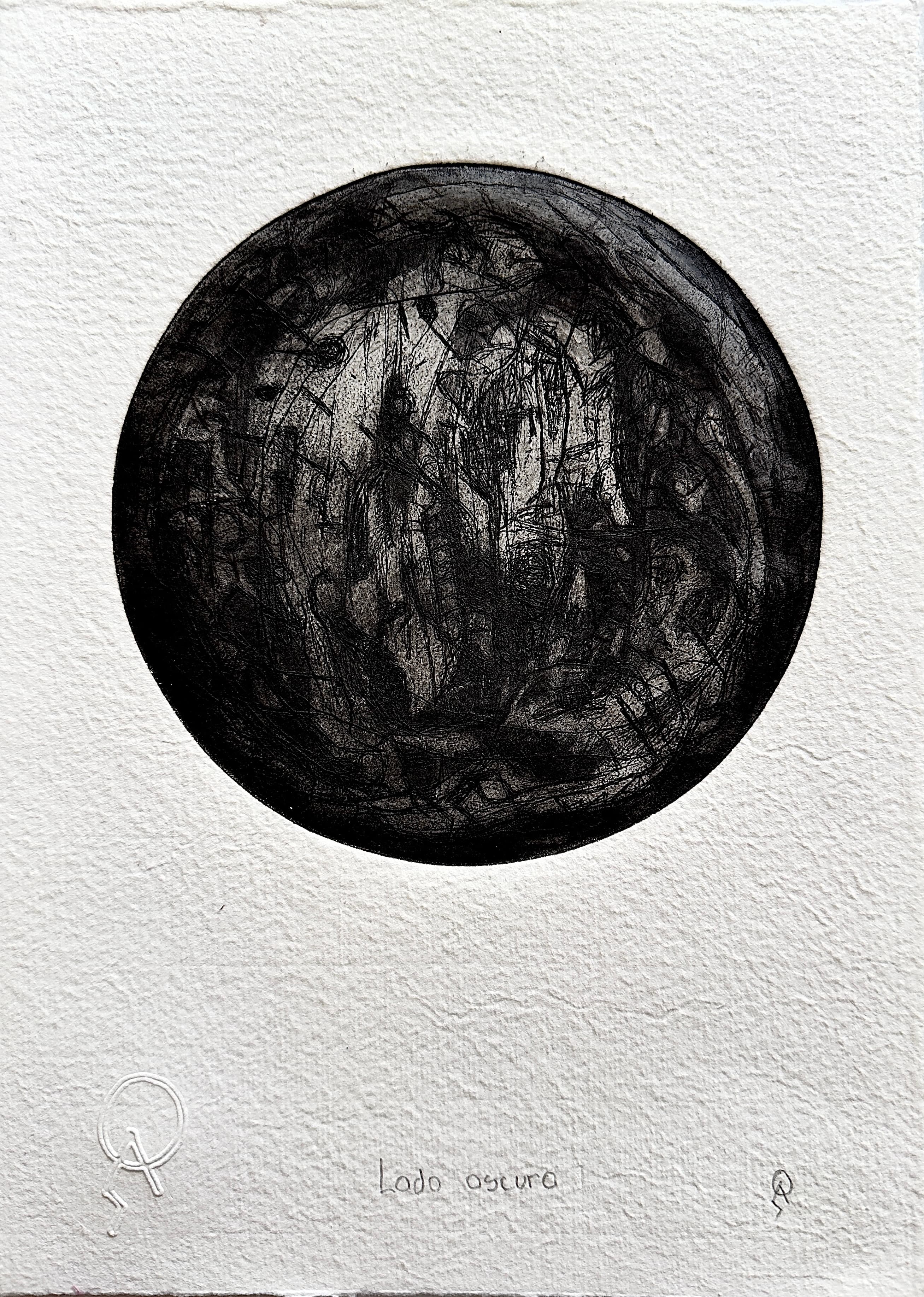 Lado oscuro by Patricia Arriola, Aguafuerte, aguatinta / papel de algodón Ceiba Gráfica, 2022