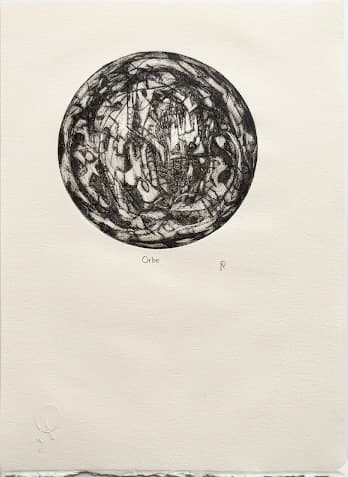 Orbe by Patricia Arriola, Aguafuerte, aguatinta / papel de algodón Guarro Super Alfa, 2020