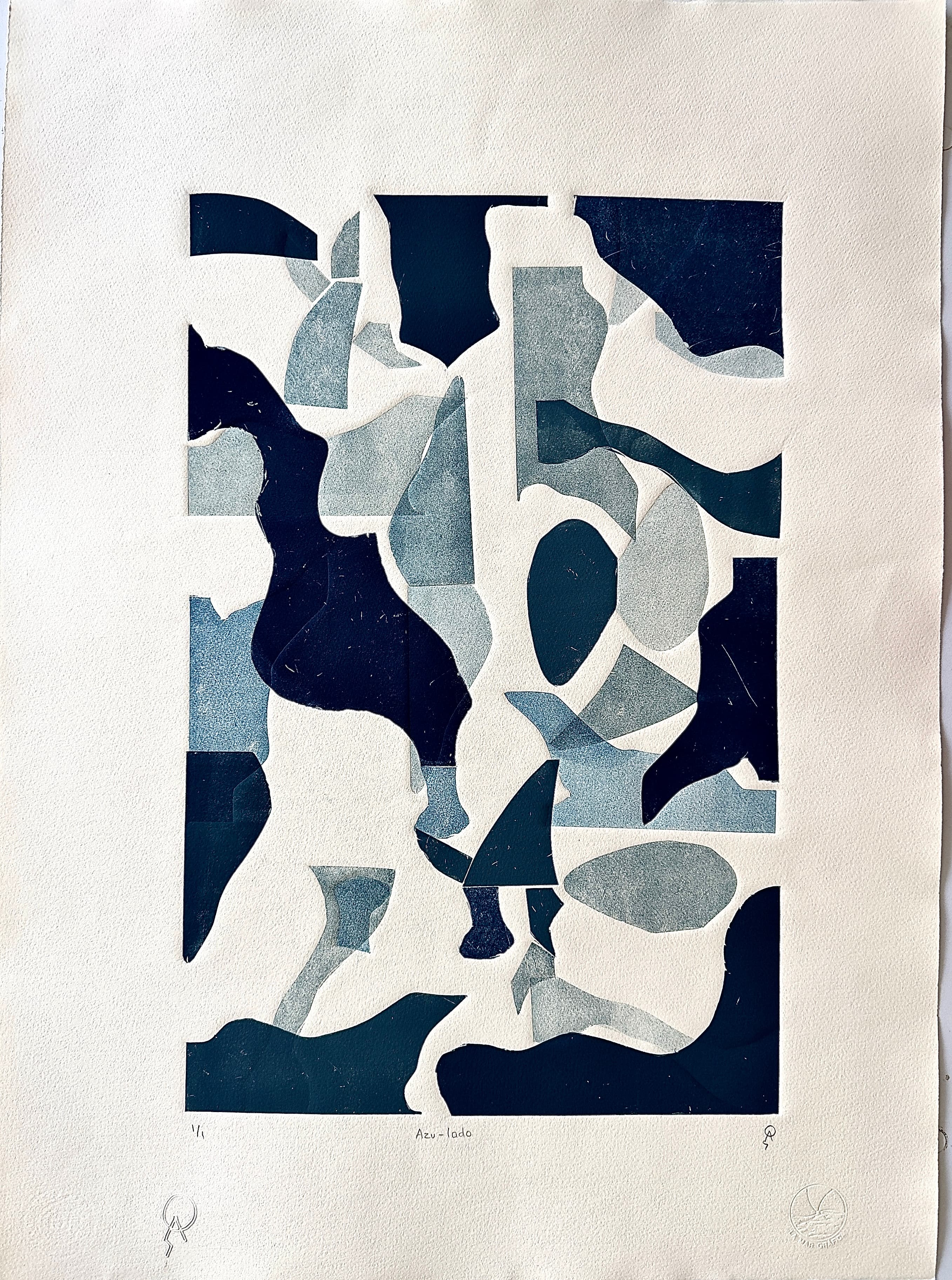 Azu-lado by Patricia Arriola, Mixta / papel de algodón Guarro Super Alfa, 2024